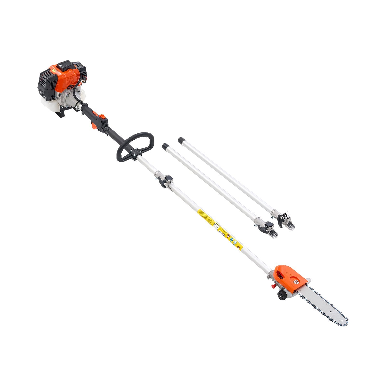 VEVOR Gas Pole Saw, 43CC 2 Stroke Gas Powered Pole Saws with 25.4 cm Cutting Bar, Cordless Tree Trimmer with Rotatable Head, 2.1 to 3.6 m Extendable, Powerful Chainsaw for Tree Trimming Pruning