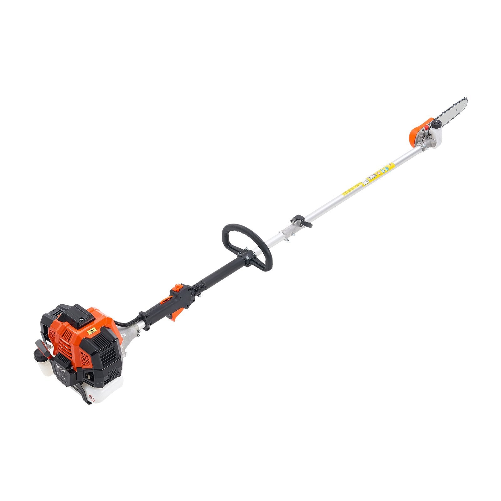 VEVOR Gas Pole Saw, 43CC 2 Stroke Gas Powered Pole Saws with 25.4 cm Cutting Bar, Cordless Tree Trimmer with Rotatable Head, 2.1 to 3.6 m Extendable, Powerful Chainsaw for Tree Trimming Pruning