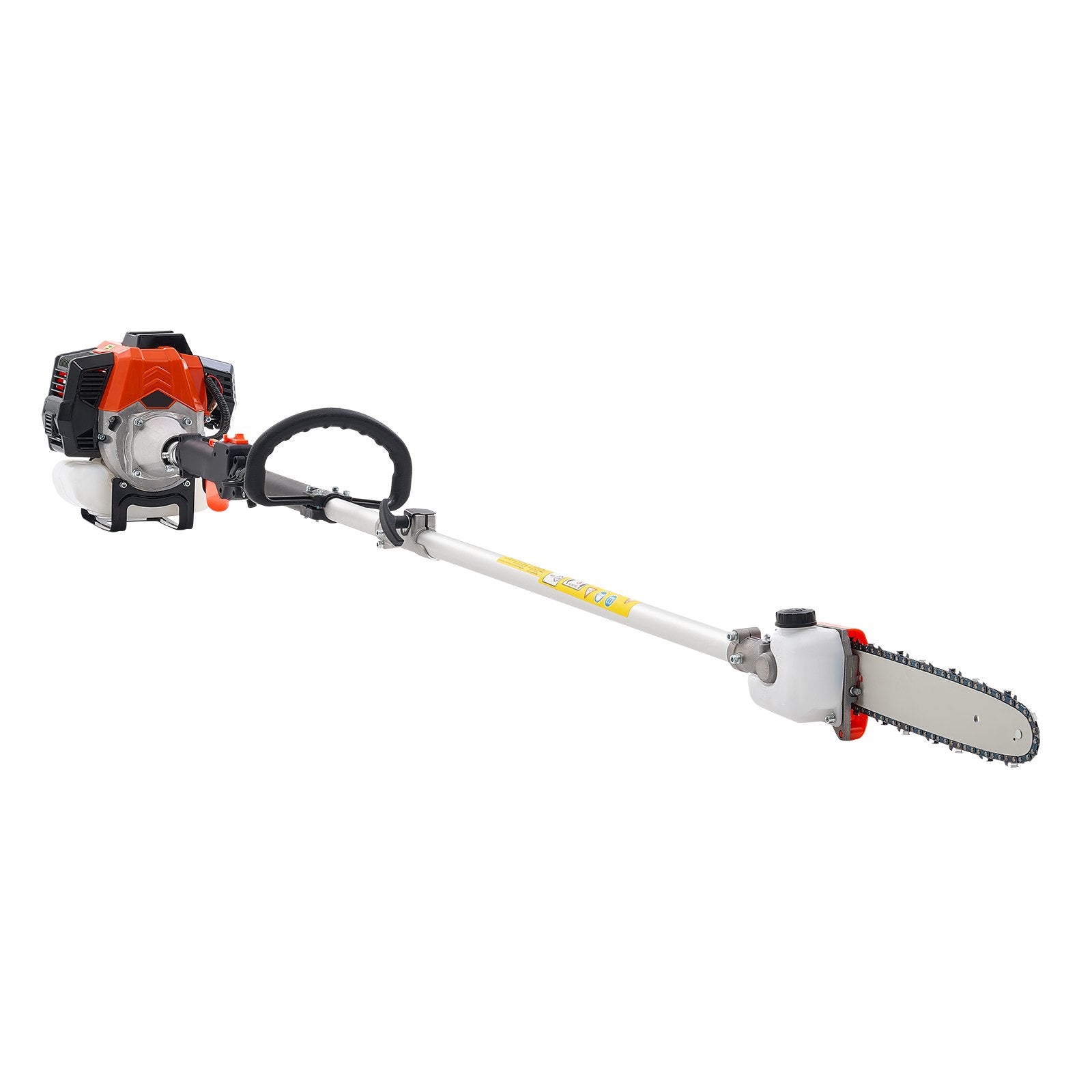 VEVOR Gas Pole Saw, 33CC 2 Stroke Gas Powered Pole Saws with 20.3 cm Cutting Bar, Cordless Tree Trimmer with 850ml Fuel Tank, 2.08 to 3.58 m  Extendable, Powerful Chainsaw for Tree Trimming Pruning