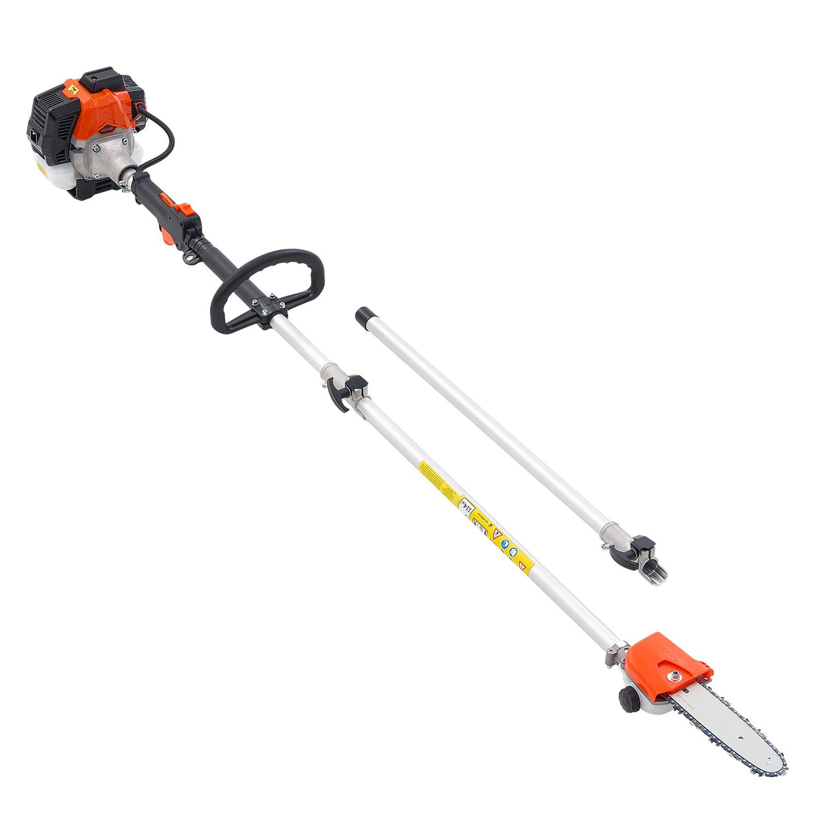 VEVOR Gas Pole Saw, 25CC 2 Stroke Gas Powered Pole Saws with 20.3 cm Cutting Bar, Cordless Tree Trimmer with 650ml Fuel Tank, 2 to 2.74 m Extendable, Powerful Chainsaw for Tree Trimming Pruning