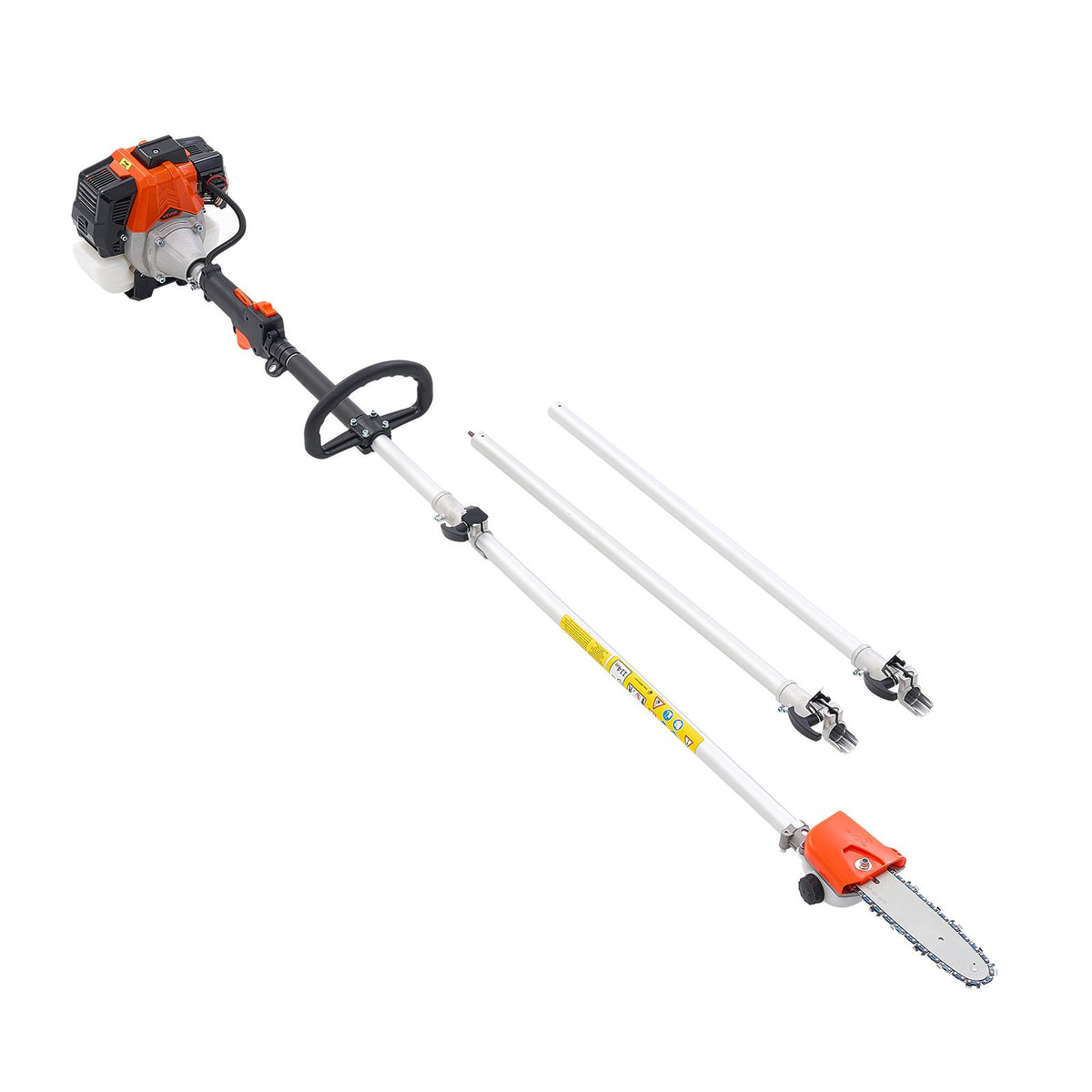 VEVOR Gas Pole Saw, 33CC 2 Stroke Gas Powered Pole Saws with 20.3 cm Cutting Bar, Cordless Tree Trimmer with 850ml Fuel Tank, 2 to 3.5 m  Extendable, Powerful Chainsaw for Tree Trimming Pruning