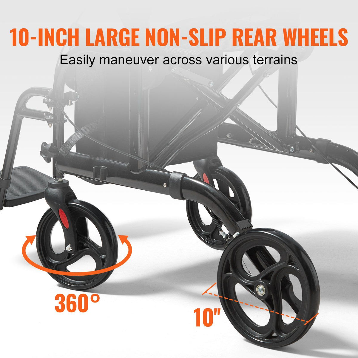 2 in 1 Rollator Walker & Transport Chair for Seniors, Folding Rolling Walker Wheelchair Combo & Footrests, Lightweight Aluminum Mobility Walker with Adjustable Handle, All Terrain Wheels, 136KG