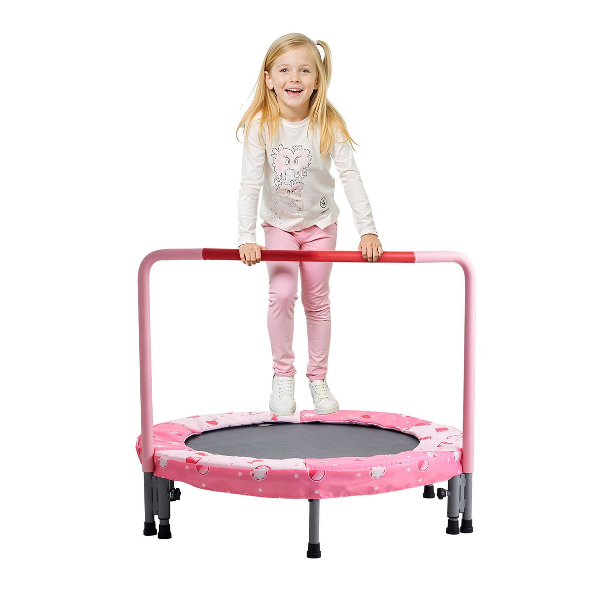36" Kids Trampoline, 3FT Indoor Outdoor Trampoline, Foldable Mini Trampoline with Handle, Rebounder Trampoline for Toddlers, Birthday Gift for 3+ Years Children, Boys Girls for Fun, Red