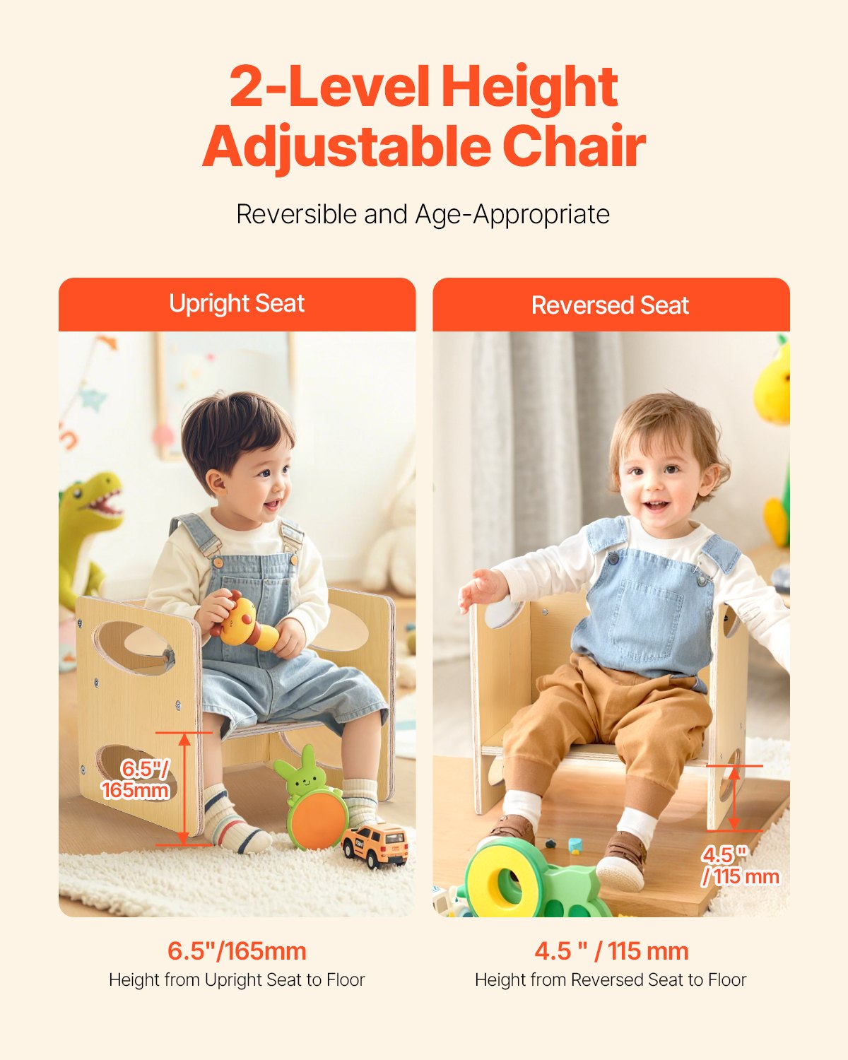 VEVOR Montessori Weaning Table and Chair Set, Wooden Toddler Table and Chair Set for Aged 1-5, Adjustable Height Kids Montessori Chair and Activity Table, Ideal for Reading, Eating, Playing - Natural