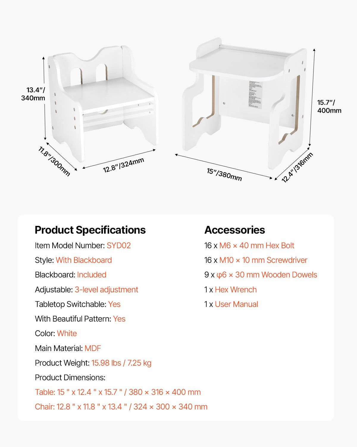 Montessori Weaning Table and Chair Set, 3 In 1 Wooden Toddler Table and Chairs with Chalkboard, Adjustable Height Montessori Table for Ages 1-5, Ideal for Drawing, Reading, Eating - White