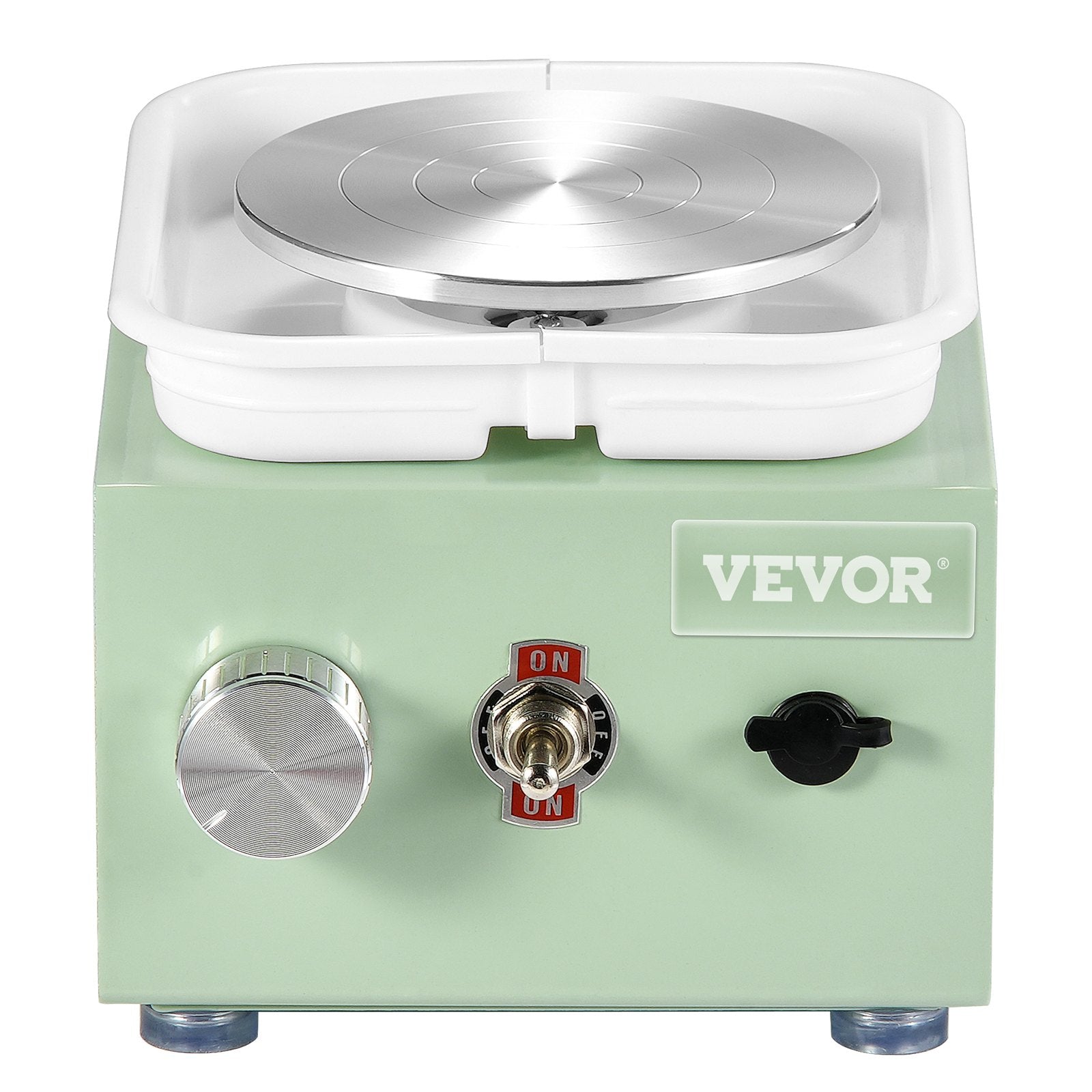 VEVOR Mini Pottery Wheel, 0-320RPM Adjustable Speed Detachable Basin Forming Machine, 2.56in/3.94in 2 Turntables Electric Ceramic Wheel Machine, 18pcs Accessories, for Art Craft Work Home DIY, Green