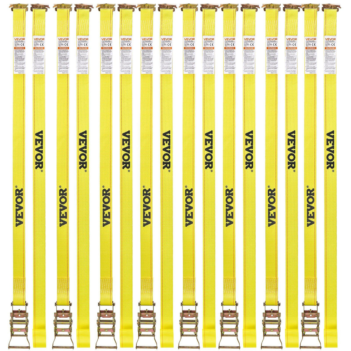 Ratchet Straps, 50.8 mm x 4.6 m, 30 Pack E-Track Tie Down Straps, 1995 kg Break Strength & 662 kg Rated Load, Tie Down Ratcheting for Moving, Trailers, Motorcycles, Kayaks, Car Roof, Yellow
