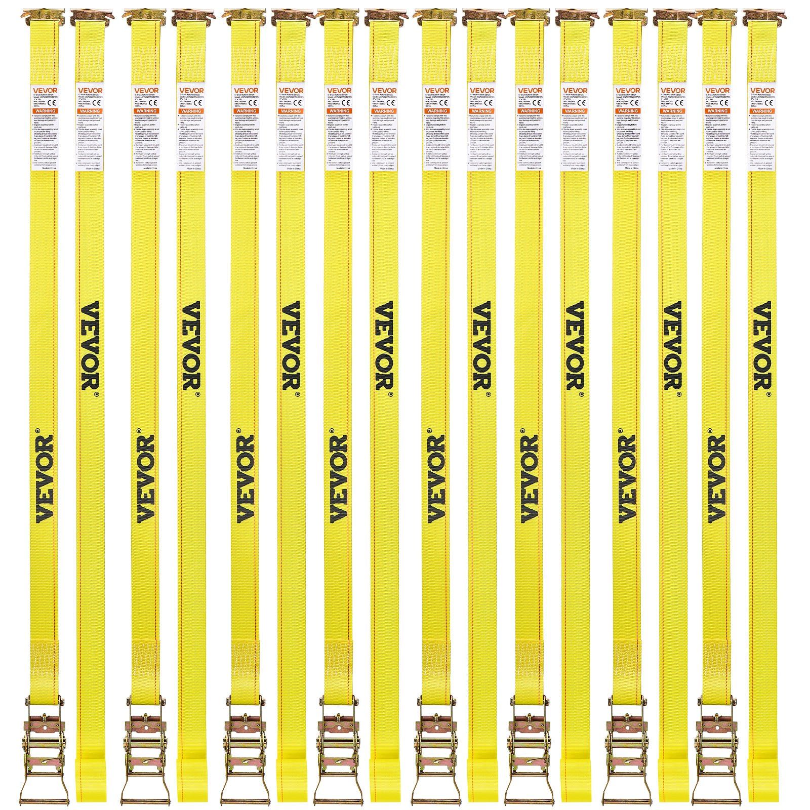Ratchet Straps, 50.8 mm x 4.6 m, 30 Pack E-Track Tie Down Straps, 1995 kg Break Strength & 662 kg Rated Load, Tie Down Ratcheting for Moving, Trailers, Motorcycles, Kayaks, Car Roof, Yellow