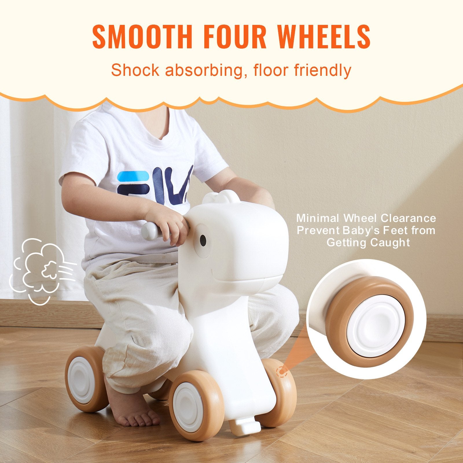 VEVOR 3 in 1 Rocking Horse for Toddlers 1-3 Years, Baby Rocking Horse with Detachable Balance Board and 4 Smooth Wheels, Support up to 80 lbs HDPE Material Kids Ride on Toy, Swinging, Orange
