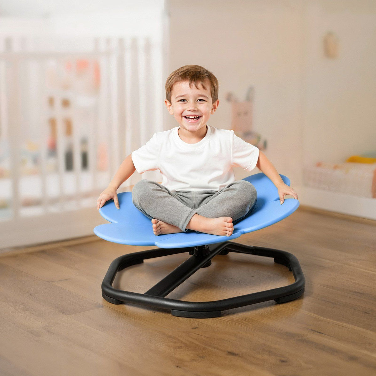 Kids Swivel Chair, 220 lbs Capacity, Flower Shape Sensory Spinning Chair, Autistic Kids Sensory Toy Seat with Non-Slip Metal Base, Toddler Sit & Spin Seat for Coordination Balance Focus, Blue