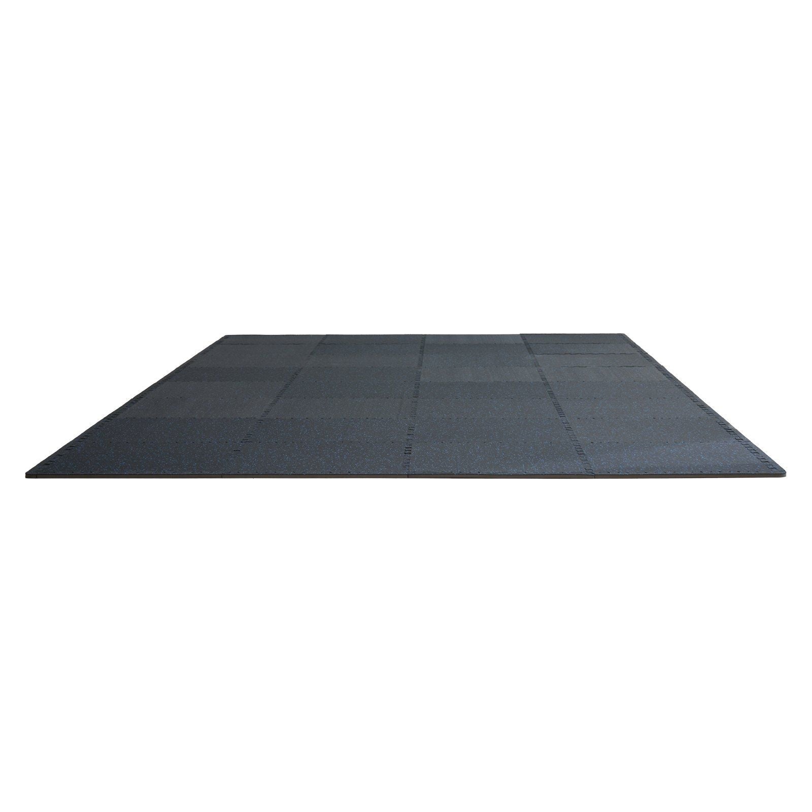 0.56 Inch Thick Gym Floor Mats, 6 Tiles Rubber Top with EVA Foam, 25" x 25" Gym Flooring Workout Mats with 25 sq.ft Coverage, Interlocking Puzzle Gym Mats for Gym, Home, Garage, Black & Blue