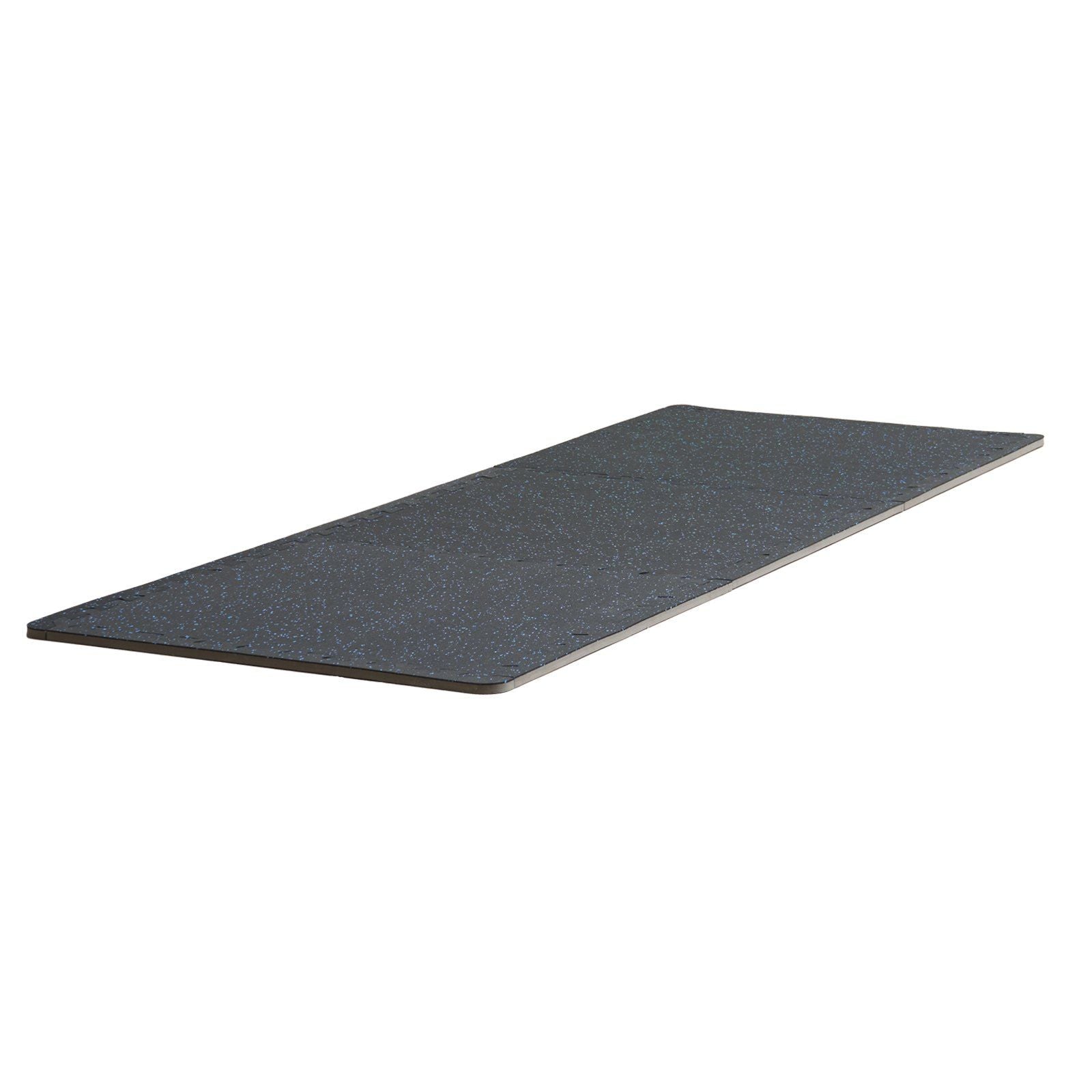 0.56 Inch Thick Gym Floor Mats, 6 Tiles Rubber Top with EVA Foam, 25" x 25" Gym Flooring Workout Mats with 25 sq.ft Coverage, Interlocking Puzzle Gym Mats for Gym, Home, Garage, Black & Blue