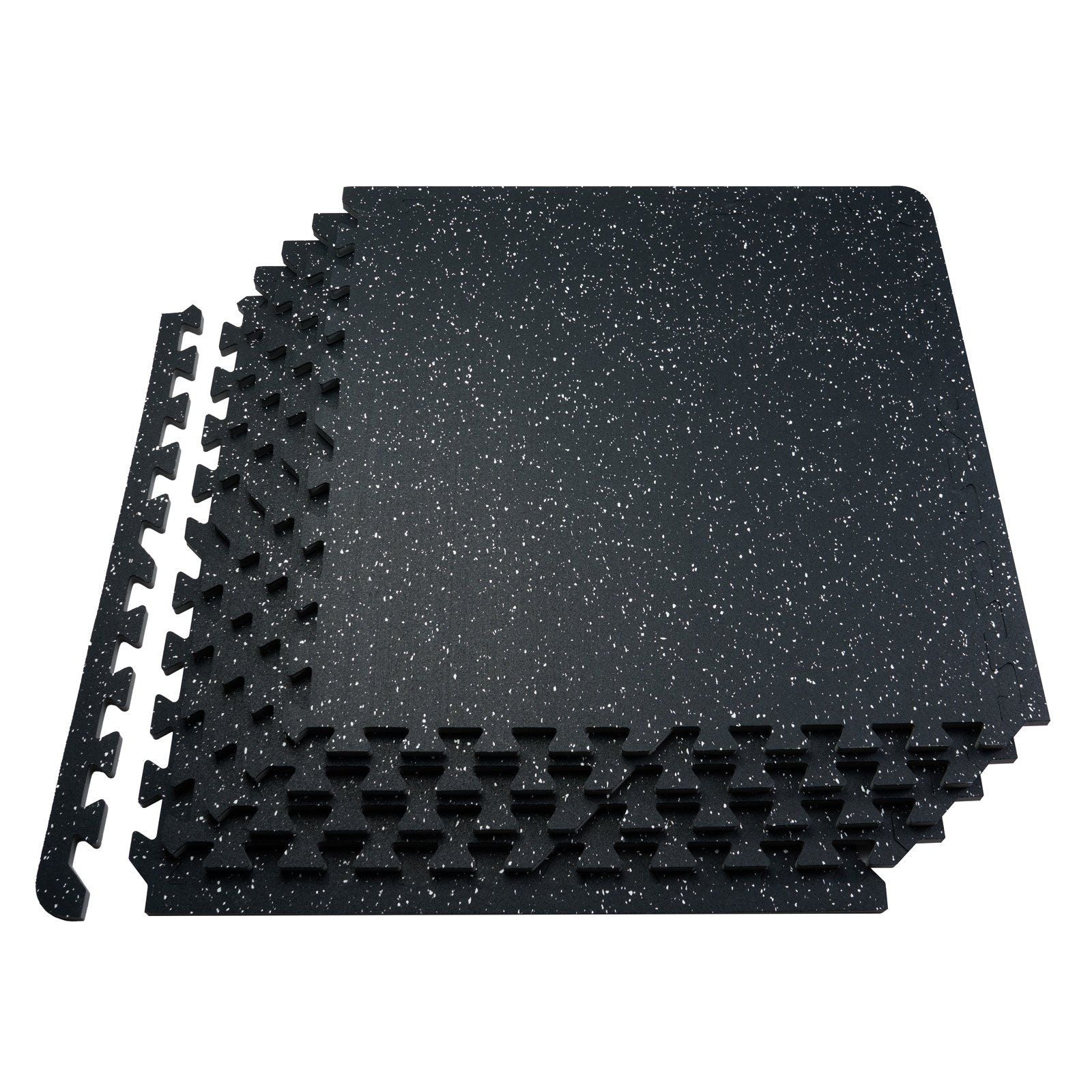 0.56 Inch Thick Gym Floor Mats, 25 Tiles Rubber Top with EVA Foam, 25" x 25" Gym Flooring Workout Mats with 100sq.ft Coverage, Interlocking Puzzle Gym Mats for Gym, Home, Garage, Black & White