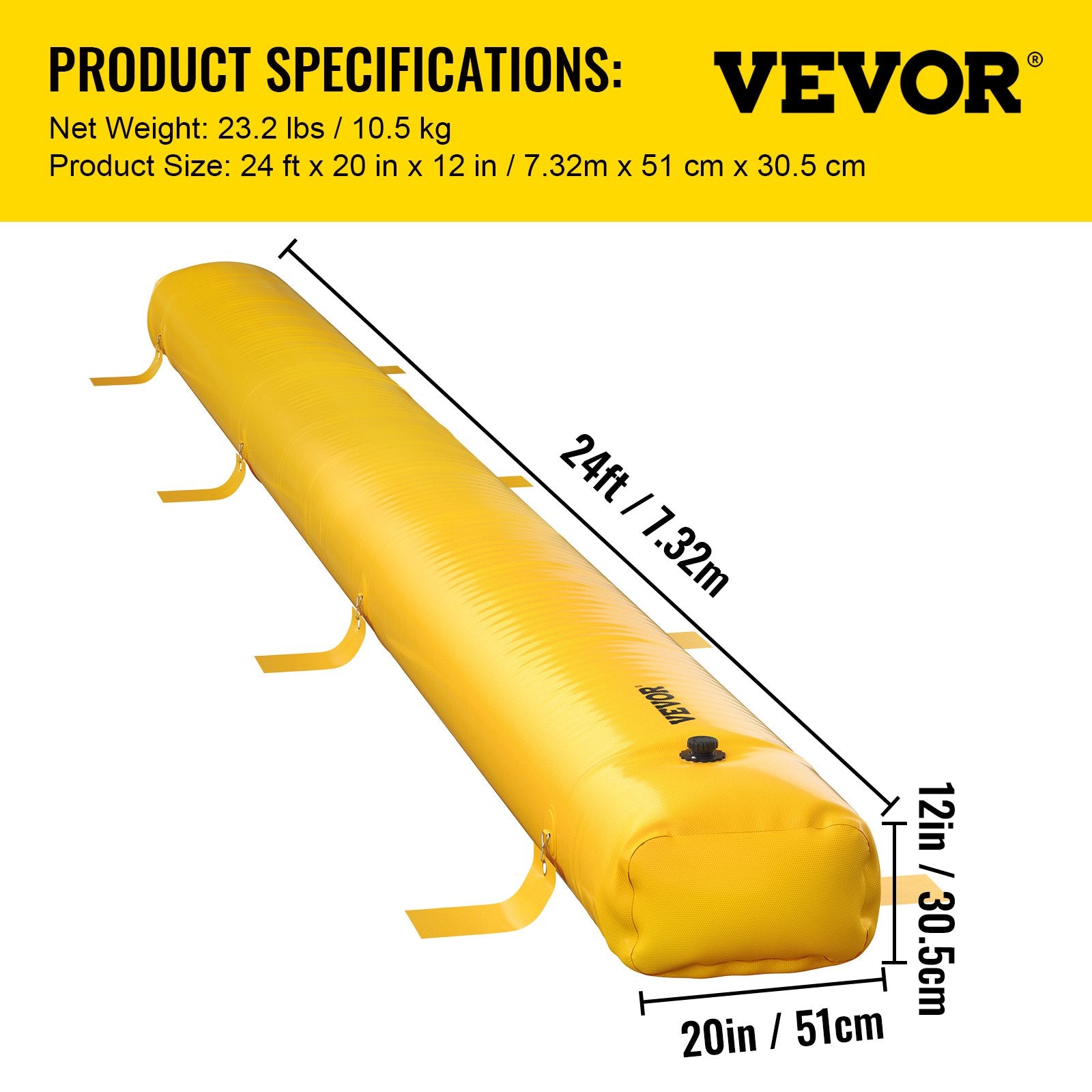 VEVOR Flood Barrier Hydro Barrier 24' Length x 12