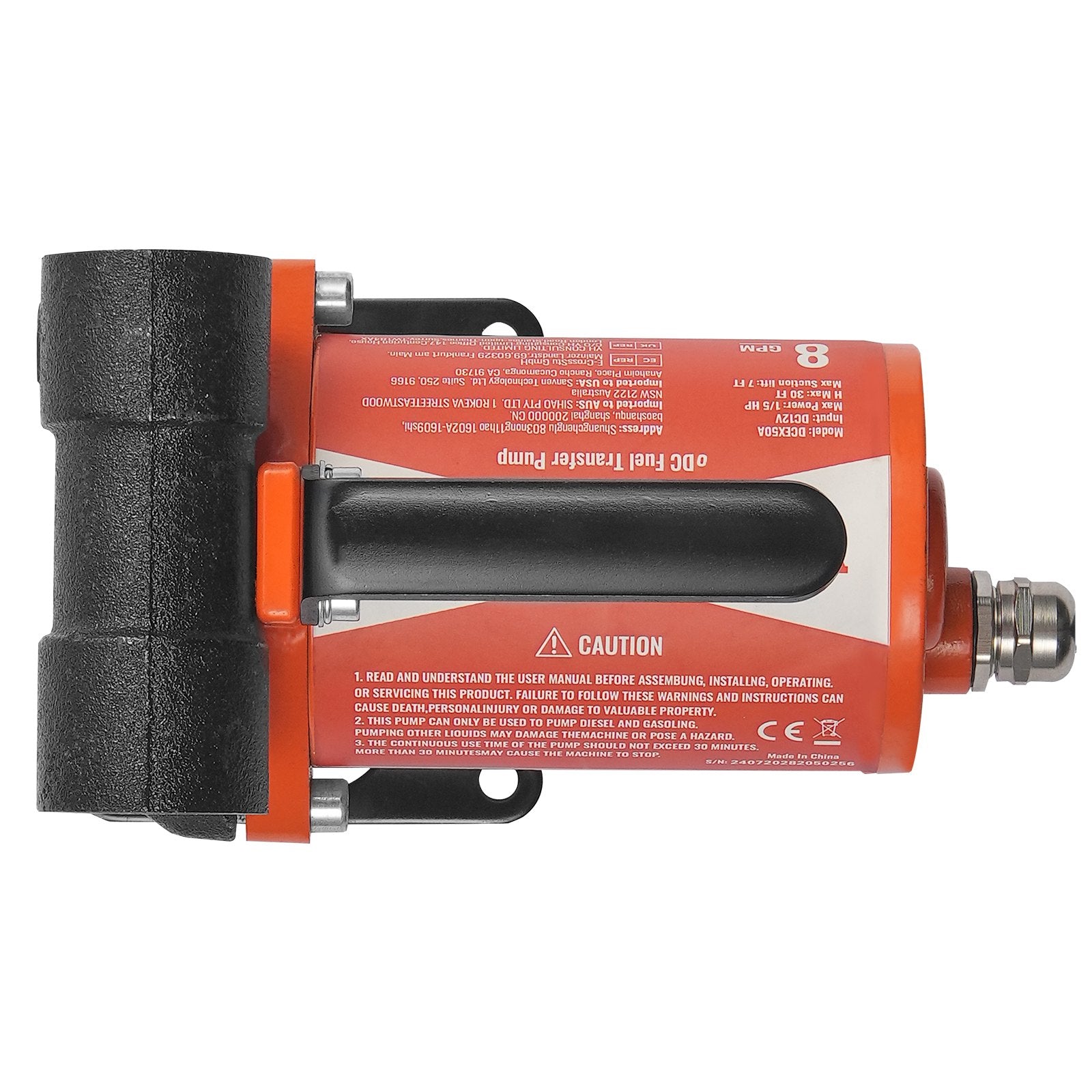 VEVOR Fuel Transfer Pump 12V 8 GPM 1/6 HP Diesel Pump with Auto Fuel Nozzle