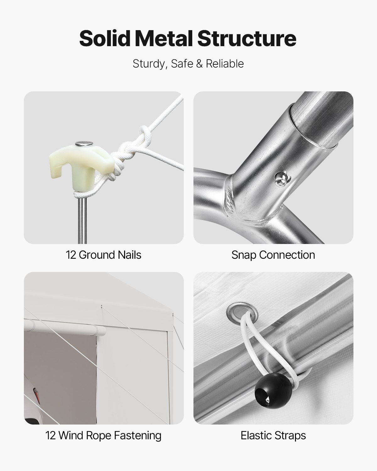 VEVOR Carport Car Canopy 10x20FT Heavy Duty Car Shelter with Sidewalls White