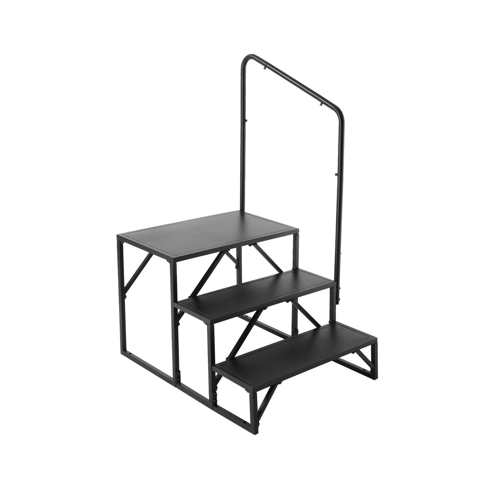 VEVOR RV Steps, 3-Step RV Stairs, 199.58KGS  Load Capacity, Thickened Carbon Steel, With Handrail, Non-Slip Steps for Safe Entry and Exit, Suit for RV, Trailer, Camper Steps