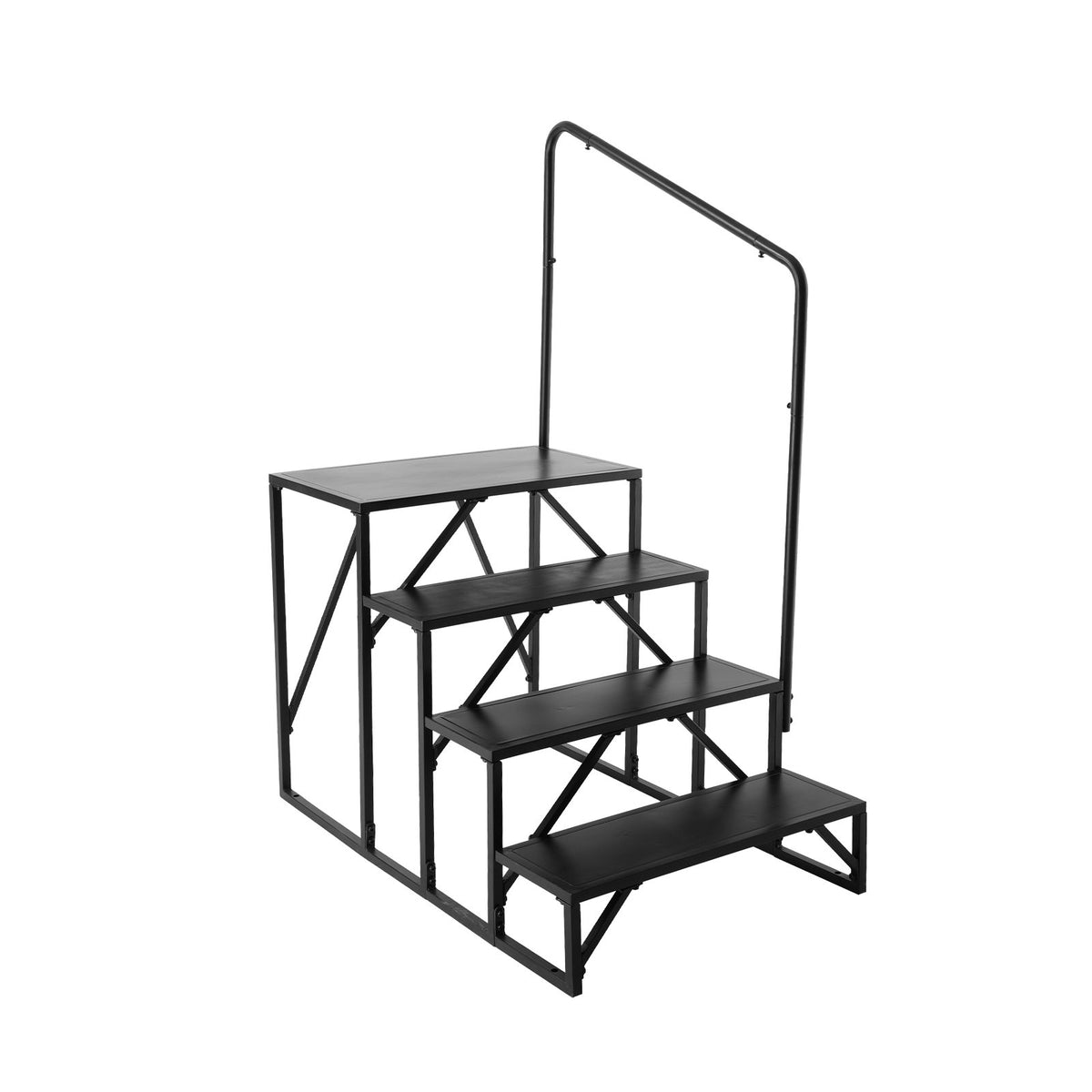 VEVOR RV Steps, 4-Step RV Stairs, 199.58KGS Load Capacity, Thickened Carbon Steel, With Handrail, Non-Slip Steps for Safe Entry and Exit, Suit for RV, Trailer, Camper Steps