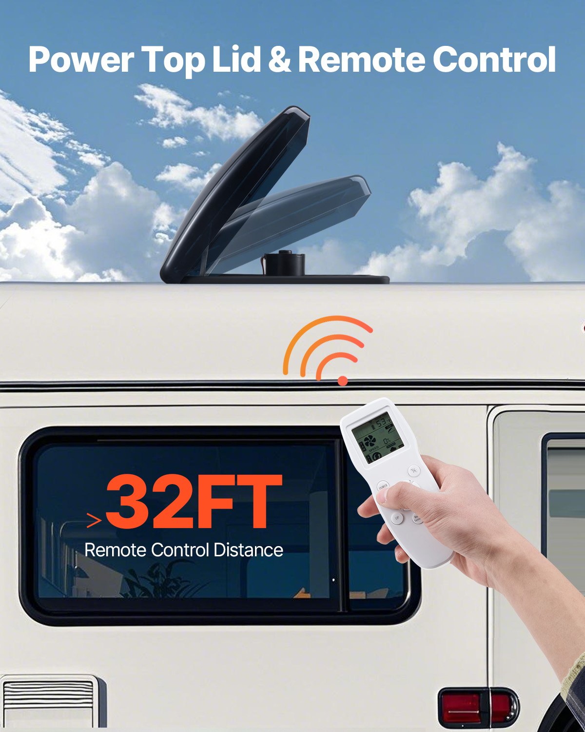 VEVOR RV Vent Roof Fan 355.6 mm 10-Speed Reversible with Remote Control