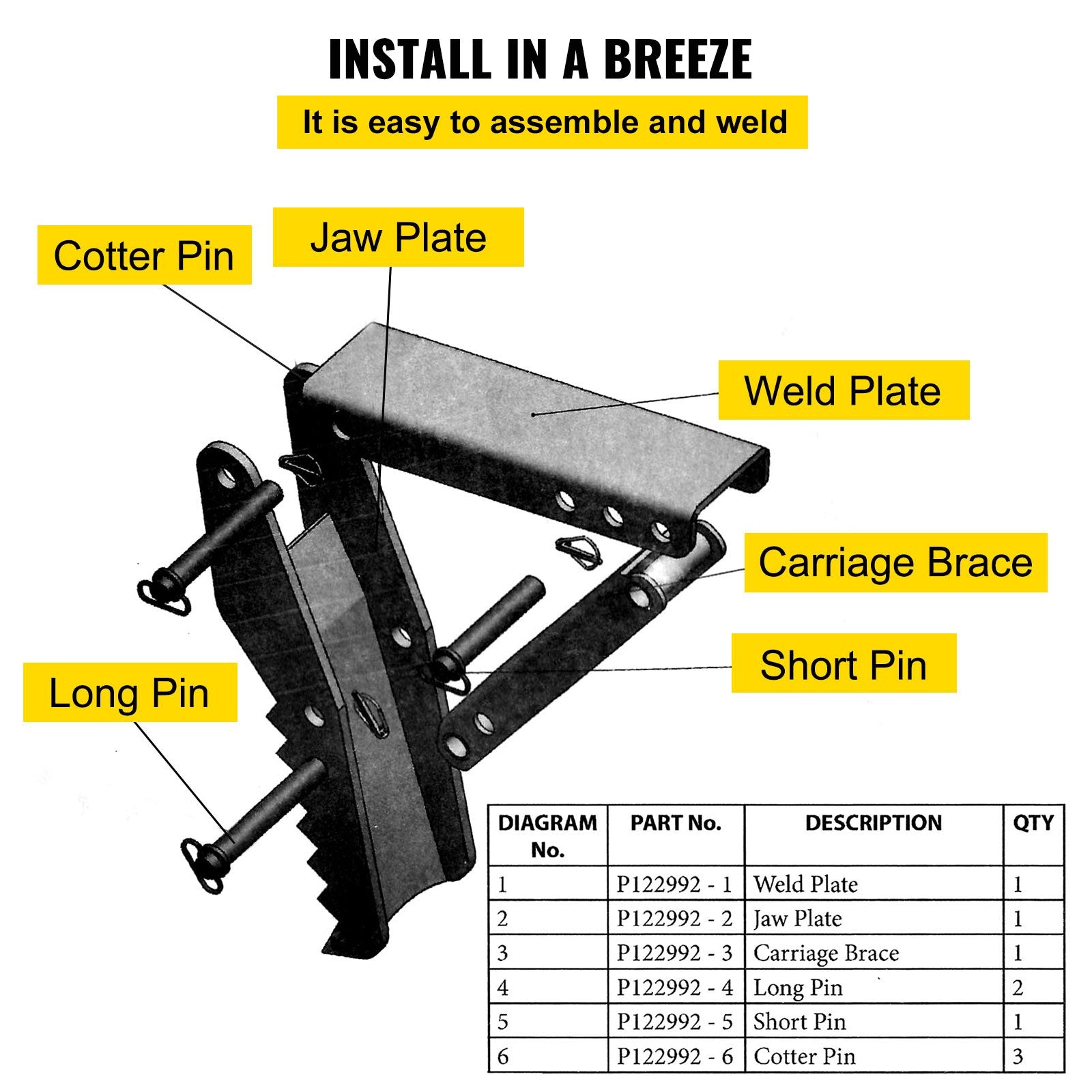 VEVOR Hydraulic Backhoe Thumb, 45.7cm 1.27cm Thickness Heavy Duty Excavator Thumb, Black Steel Weld On Thumb Attachments with Hydraulic Cylinder, Mechanical Hydraulic Thumb for Backhoe/Excavator