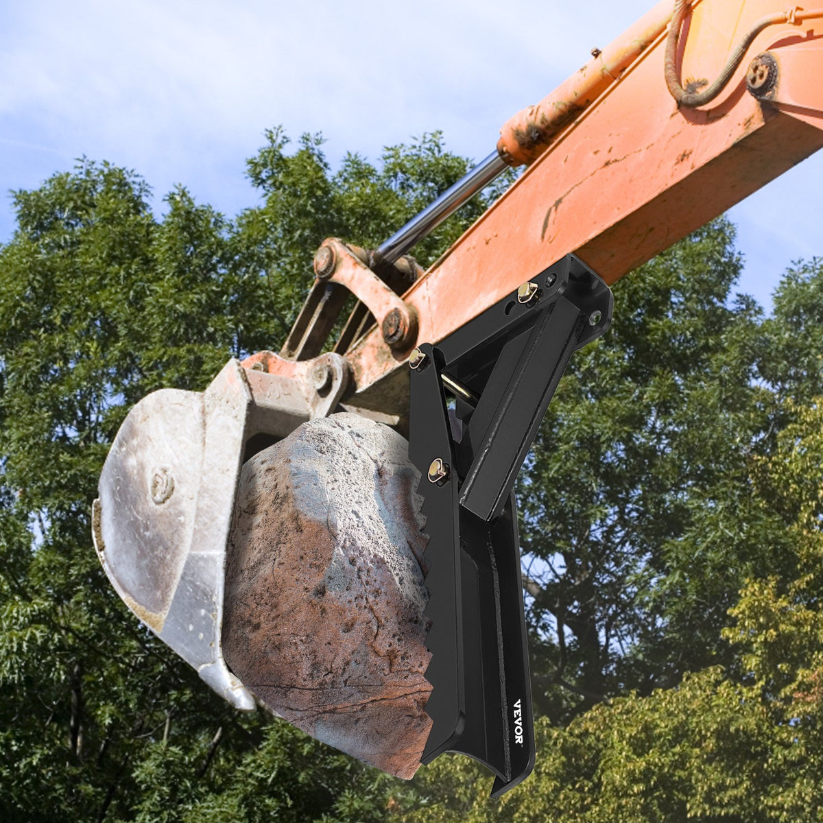 VEVOR Backhoe Excavator Thumb Attachments, 91.44 cm  Adjustable Extreme Weld On Backhoe Thumb Hoe Clamp 1.27 cm Inch Teeth Thick Steel Plate 16MM Assembly Bolt-On Design