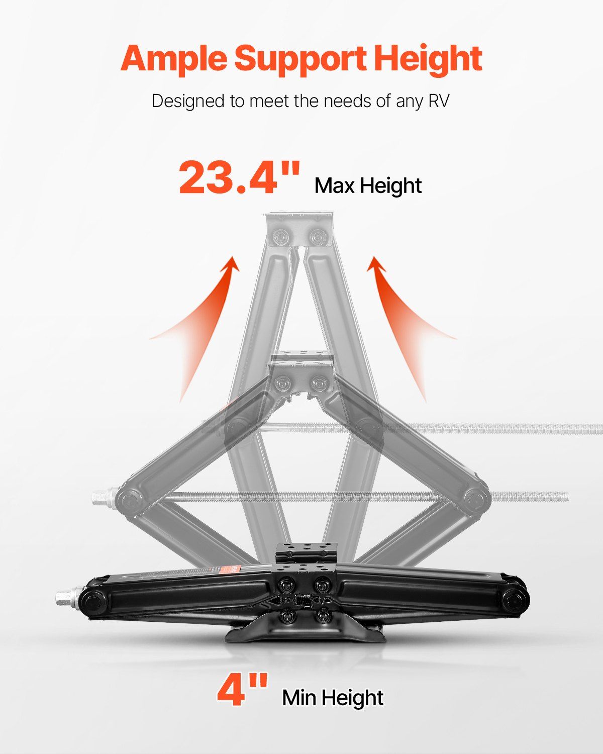 2268 kg RV Scissor Jacks, 10.3-59.5 cm RV Stabilizer Leveling Scissor Jacks, Set of 4, Heavy Duty Stabilizer Jack with Crank Handle, Socket and Bubble Levels, Not Easily Bent or Deformed