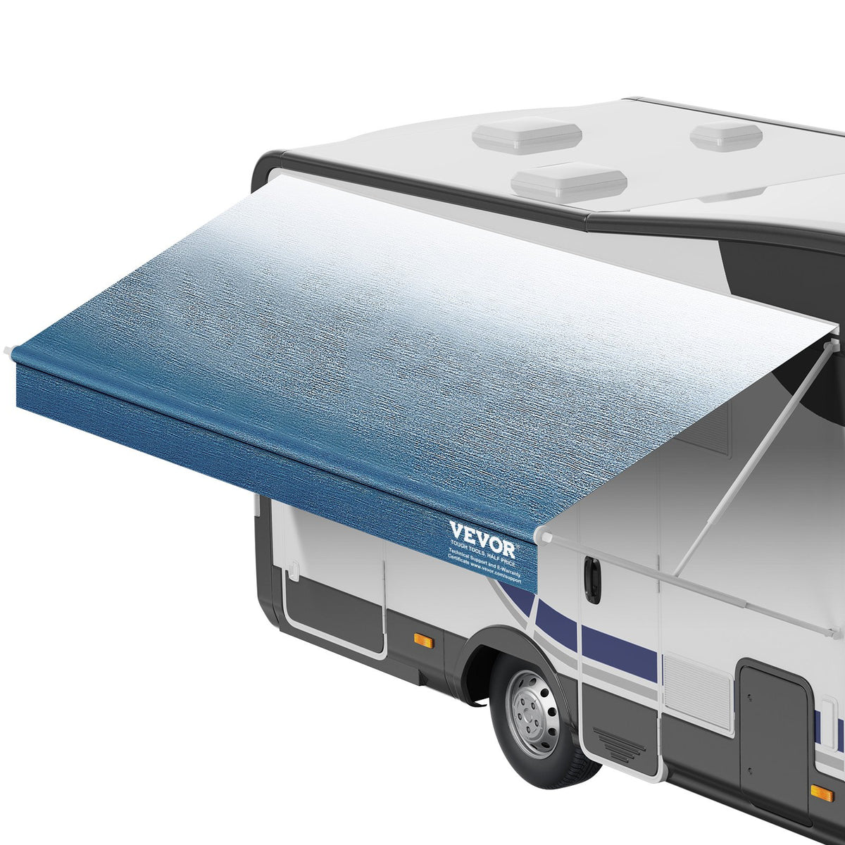 VEVOR RV Awning Fabric Replacement, 6.15m Fabric Length for 6.4m Awning, Heavy Duty 3-Ply 16oz PVC Camper Awning Fabric, Waterproof &amp; UV Protection Outdoor Canopy for RV, Trailer, Motorhome, Blue Fade