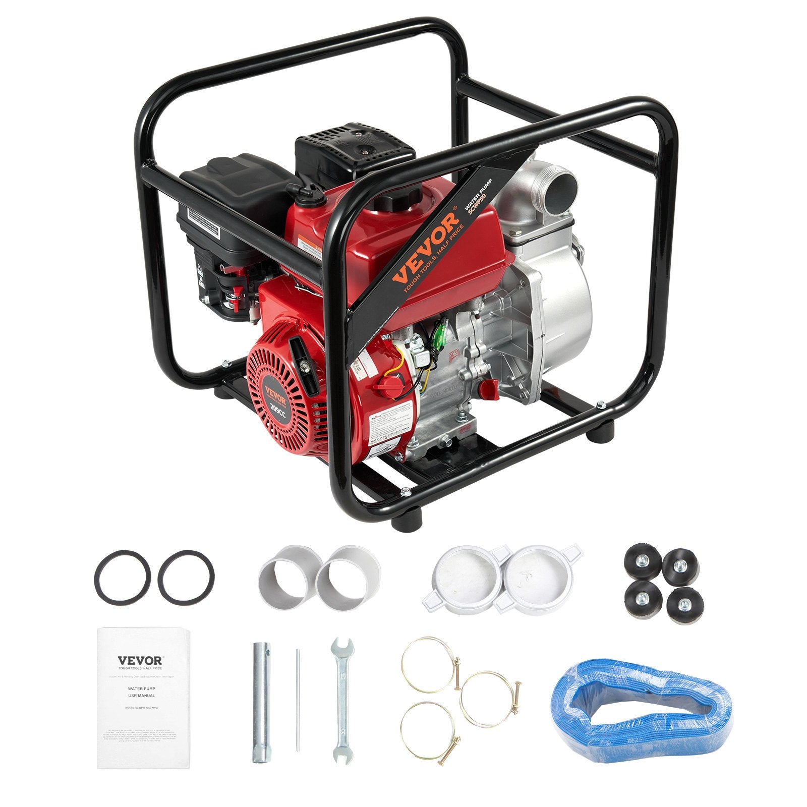 VEVOR Gasoline Engine Water Pump Gas Powered Transfer Pump 50 mm 7HP 4-Stroke