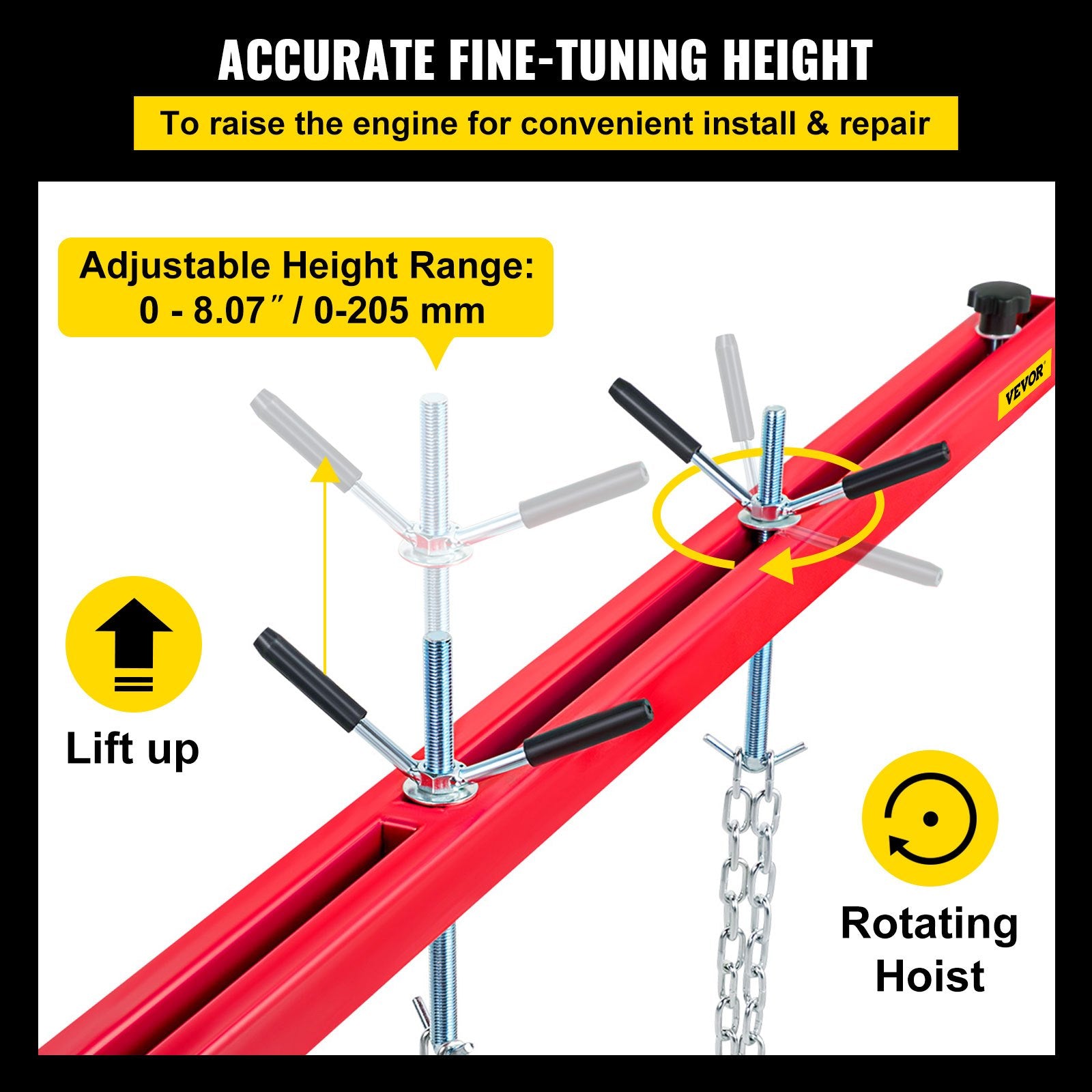 VEVOR Engine Support Bar Engine Load Leveler 1100 Lbs Transmission w/ Dual Hook