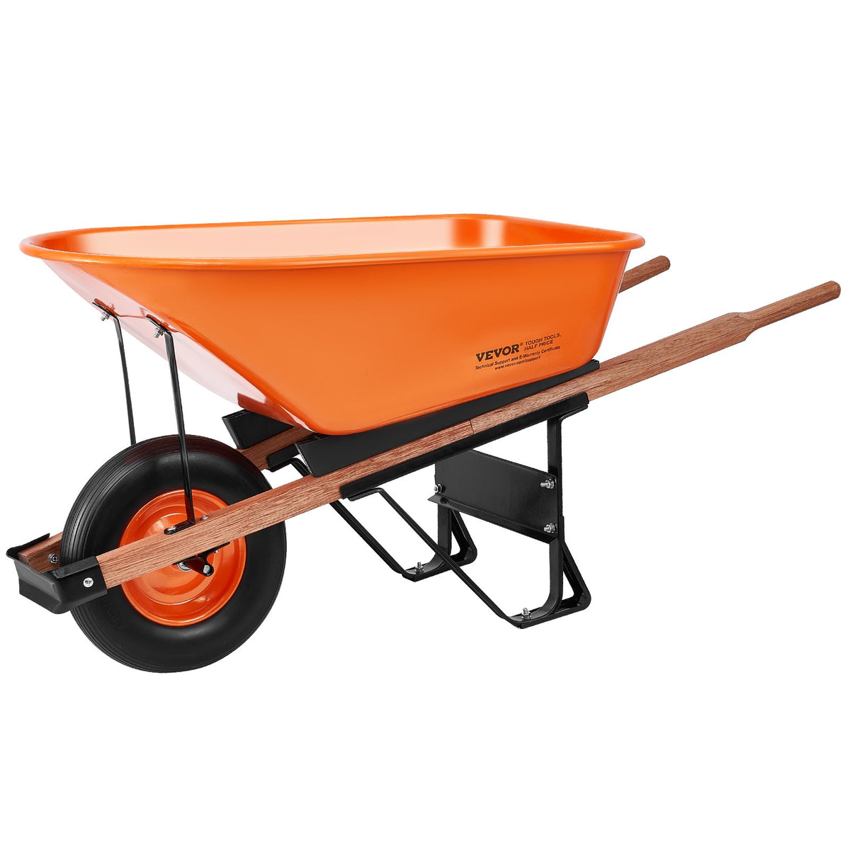 VEVOR Wheelbarrow Cart One Wheel 6 Cu Ft Garden Dump Cart 330 lbs Utility Cart