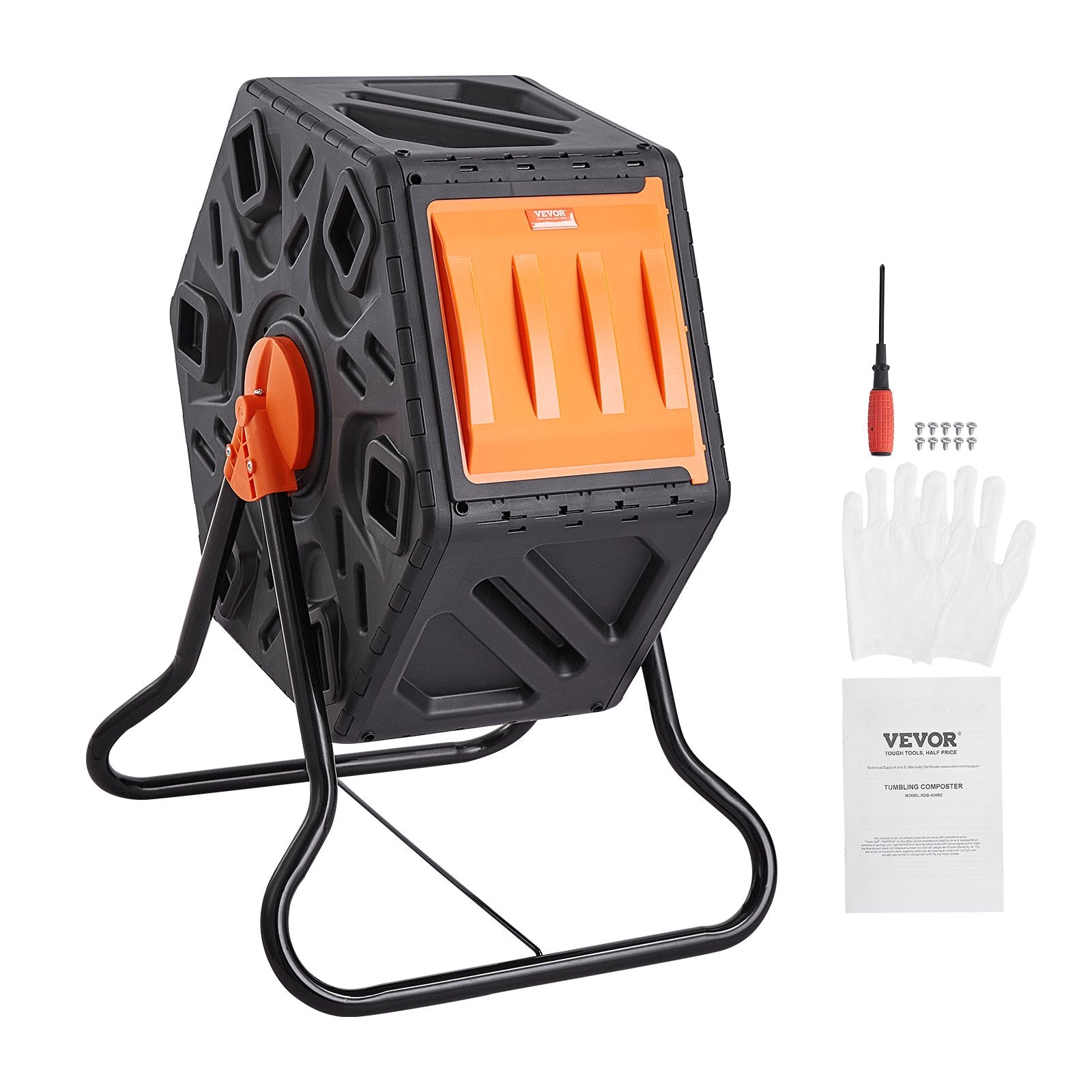 VEVOR Compost Bin 18.5 Gal Composter Tumbler Rotating Outdoor with Sliding Door