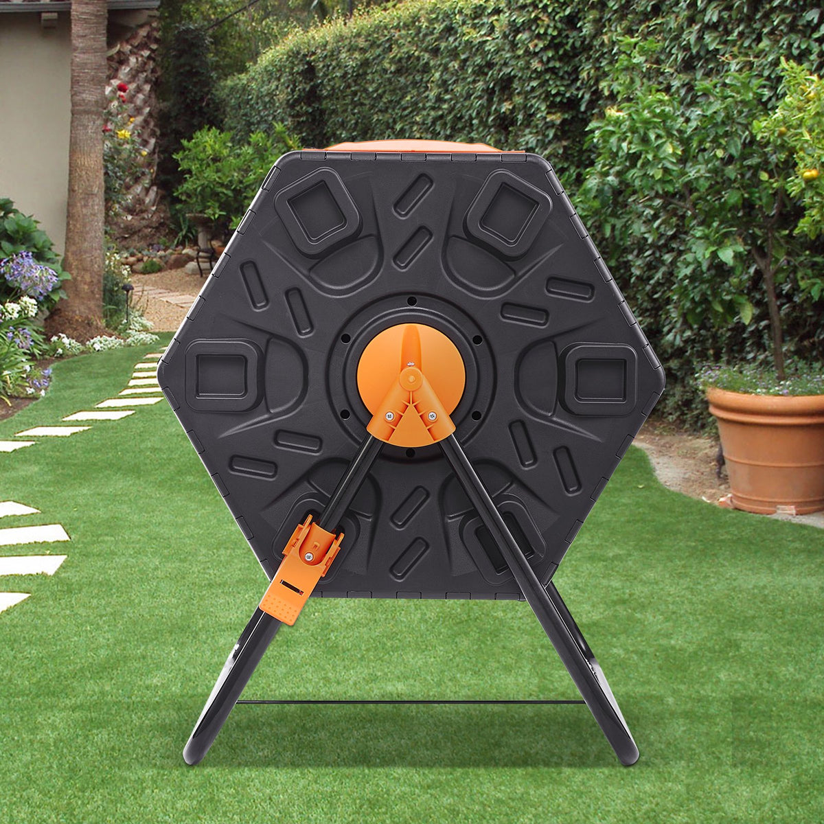 VEVOR Compost Bin 37 Gal Dual-Chamber Composter Tumbler Rotating Sliding Doors