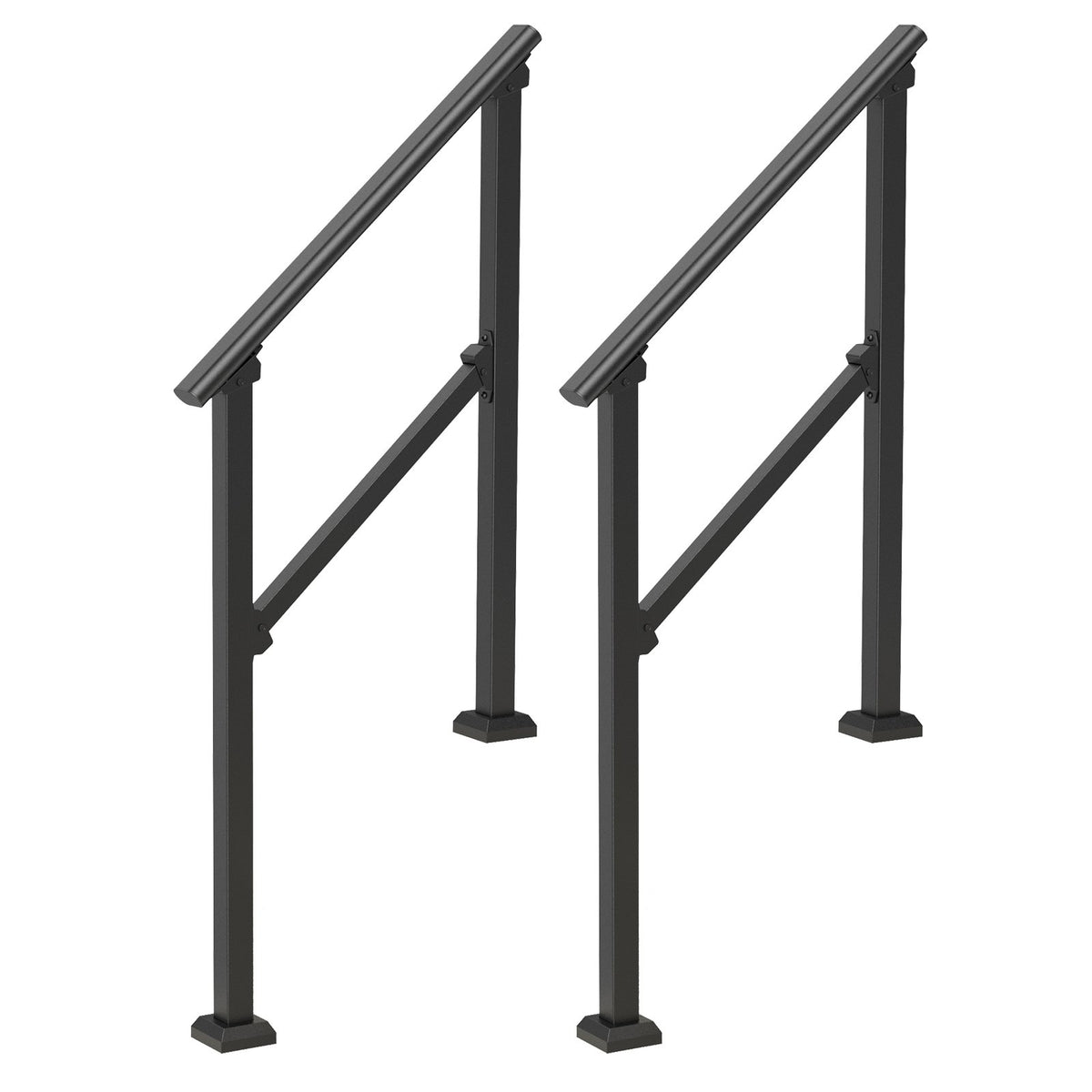 VEVOR 2 PCS 2-3 Handrails for Outdoor for Seniors Porch Deck Black Square Tube