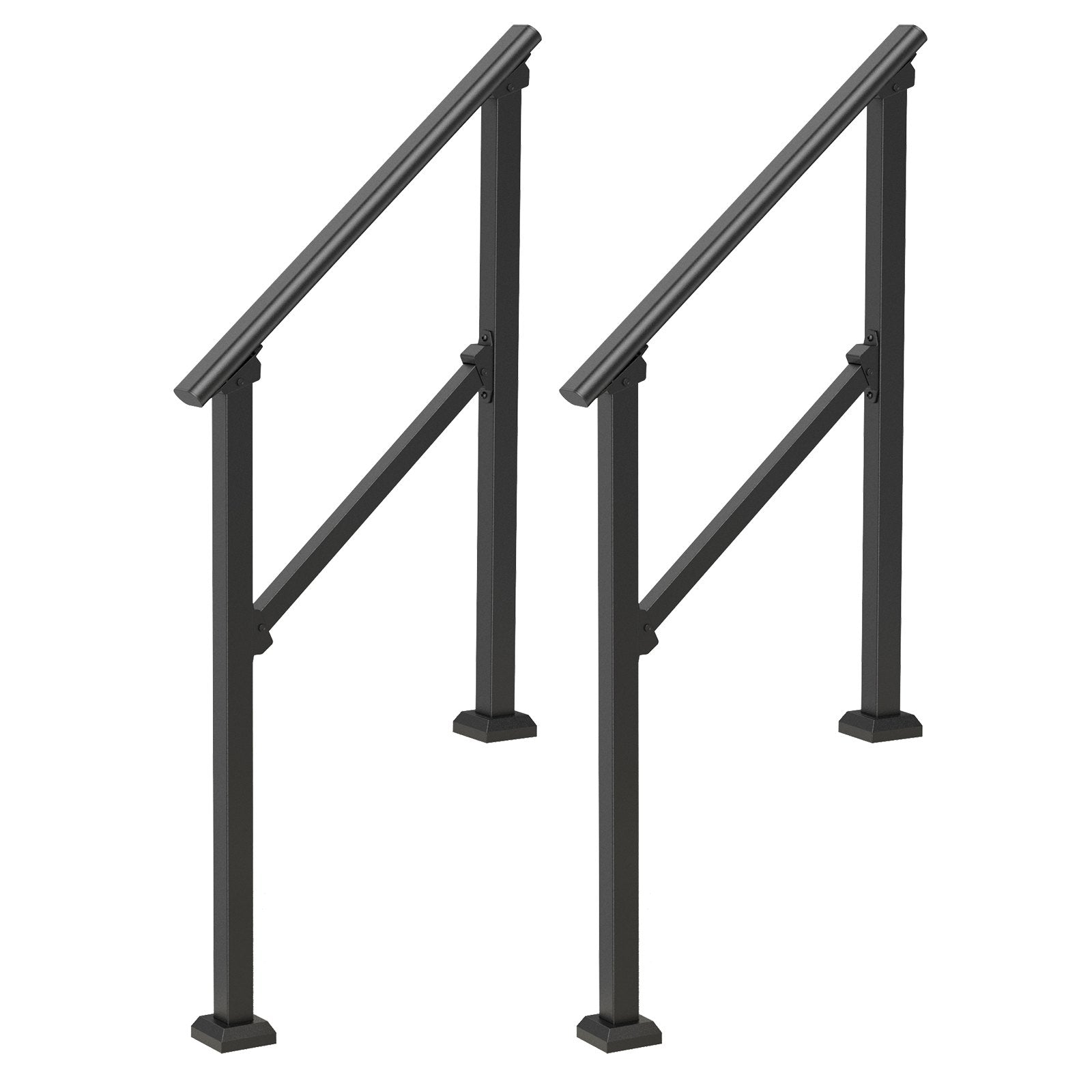 VEVOR 2 PCS 2-3 Handrails for Outdoor for Seniors Porch Deck Black Square Tube
