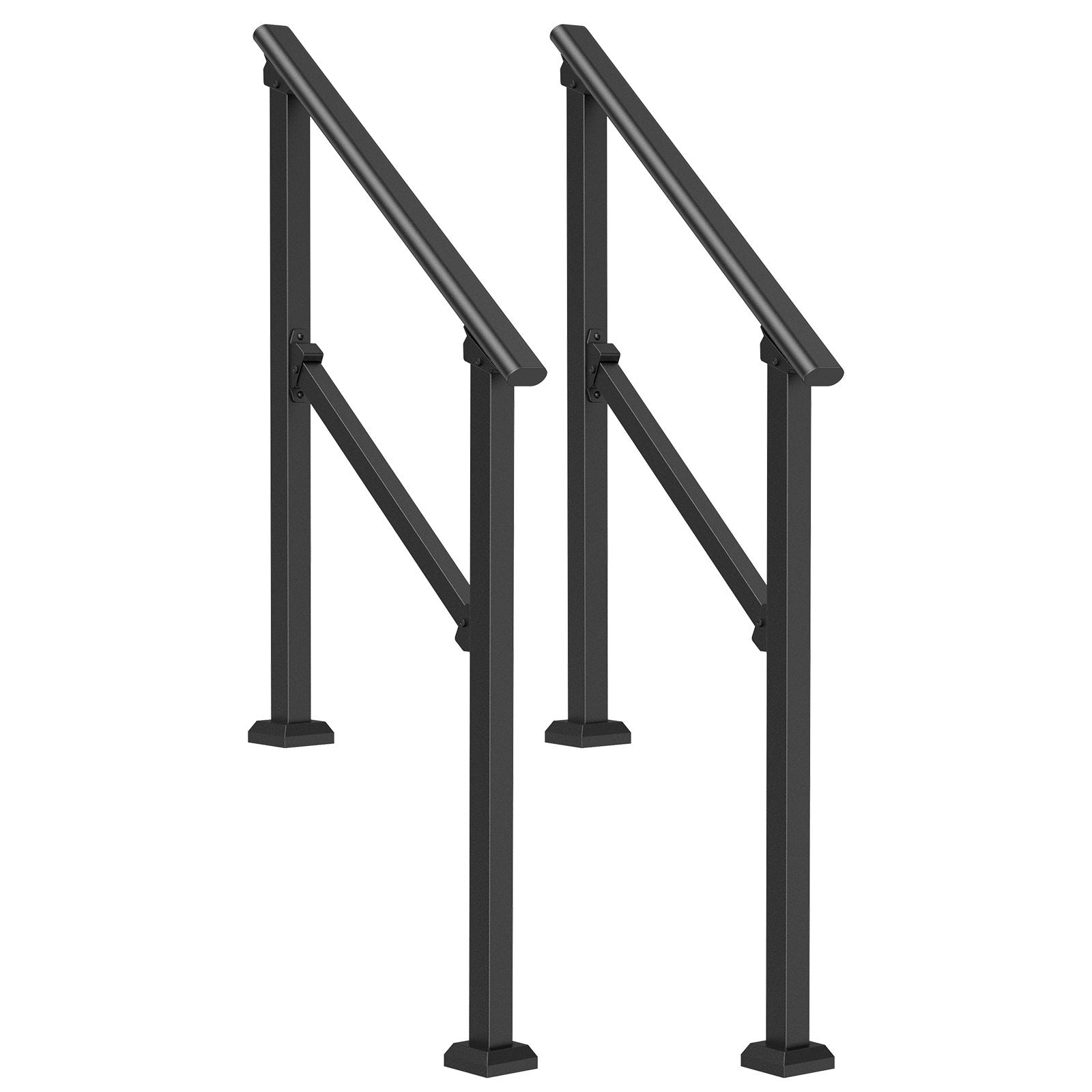 VEVOR 2 PCS 2-3 Handrails for Outdoor for Seniors Porch Deck Black Square Tube