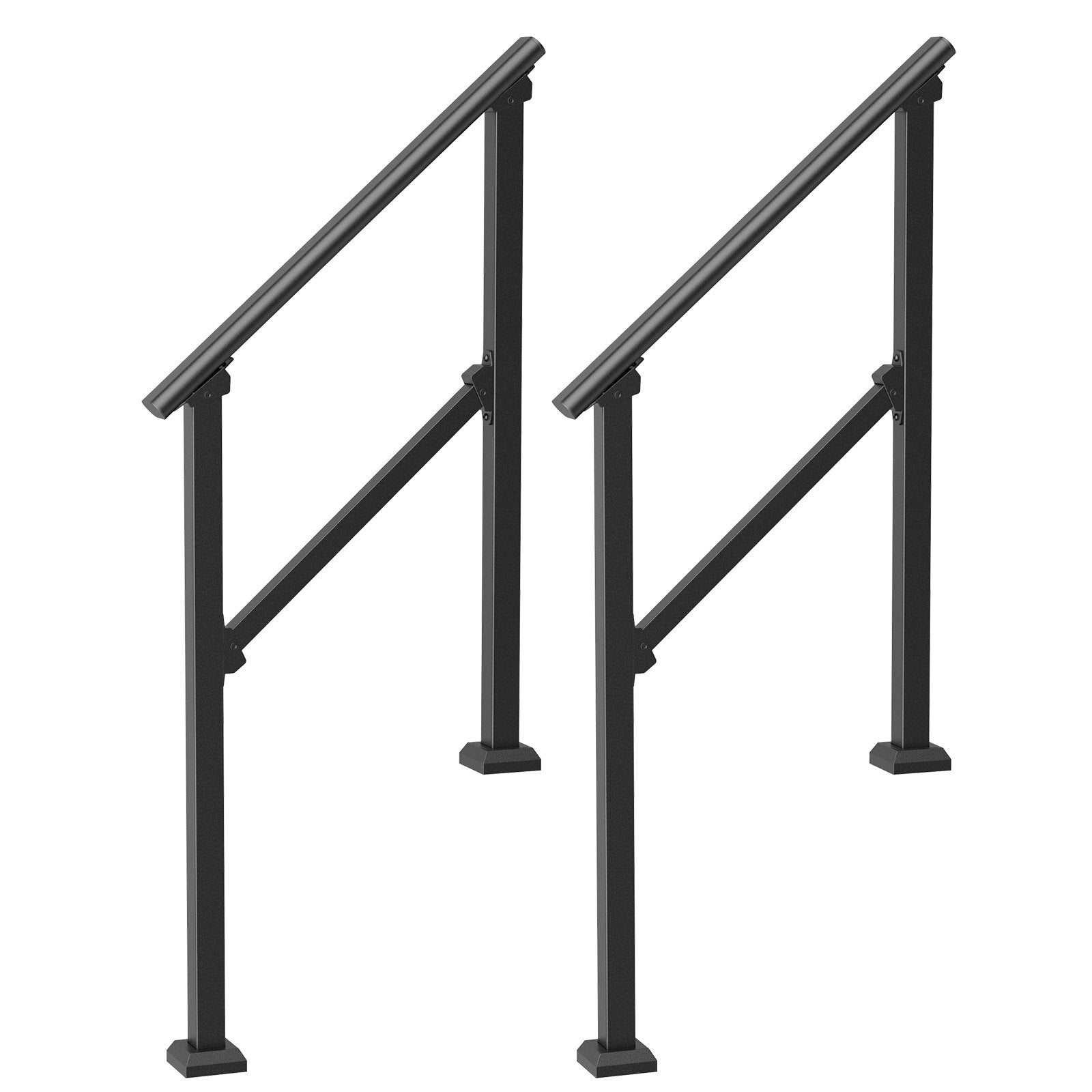 VEVOR 2 PCS 2-3 Handrails for Outdoor for Seniors Porch Deck Black Square Tube