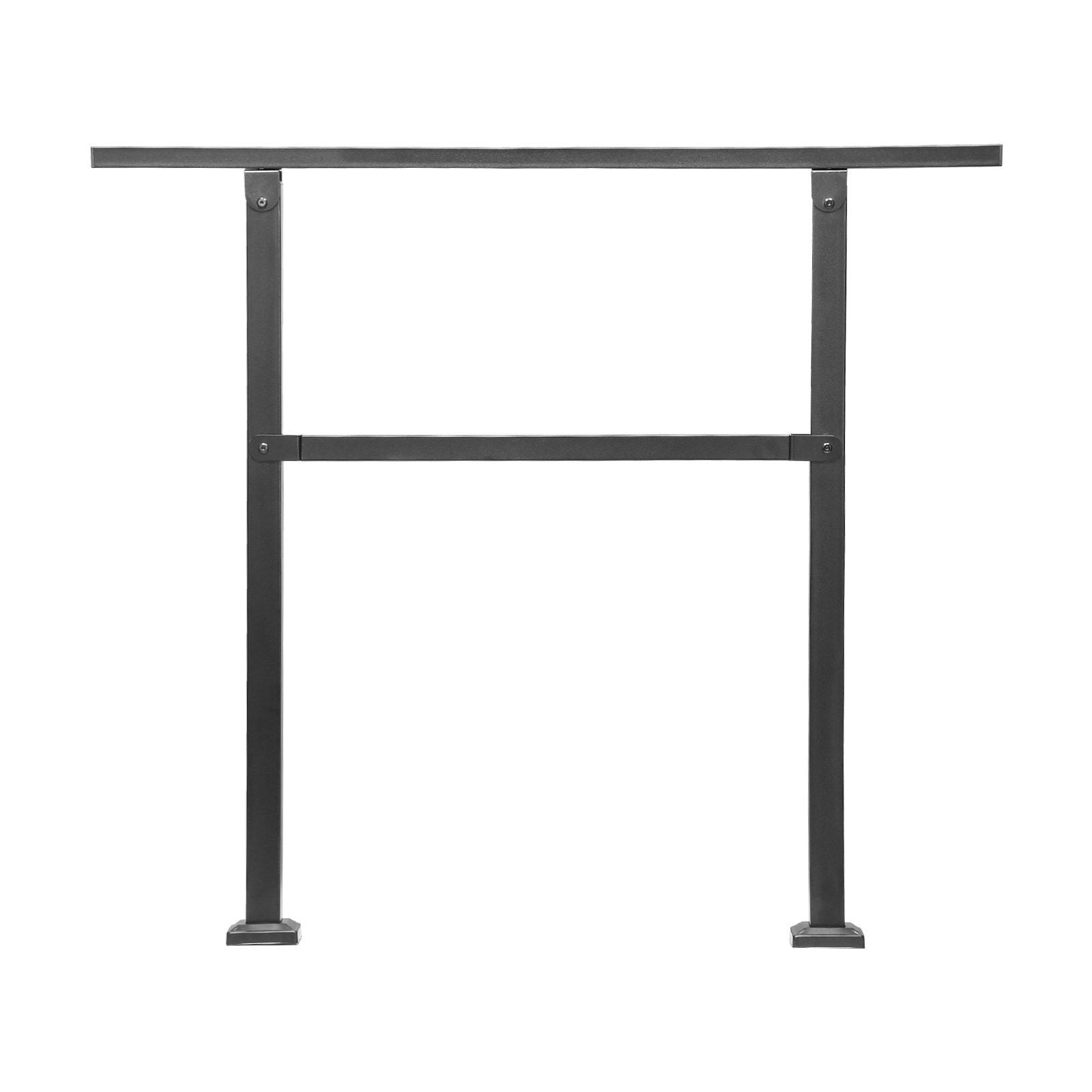 Outdoor Handrails for Steps, 2-3 Step Stair Rail Kit, Black Square Tube with Horizontal Bar, Carbon Steel Support Rails for Seniors, Concrete & Deck Stairs, Easy Installation