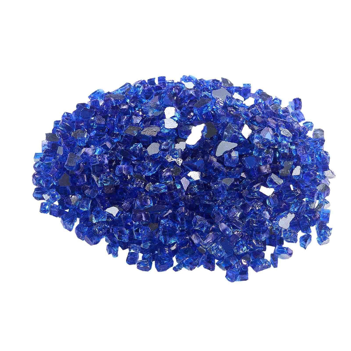 Fire Glass, 20LBS / 9KG High-Temperature Resistant Fireplace Rocks, 1/2-Inch / 12.7 mm Reflective &amp; Smokeless Firepit Glass Rock, High Luster Stone Landscaping for Fire Pit Table, Cobalt Blue