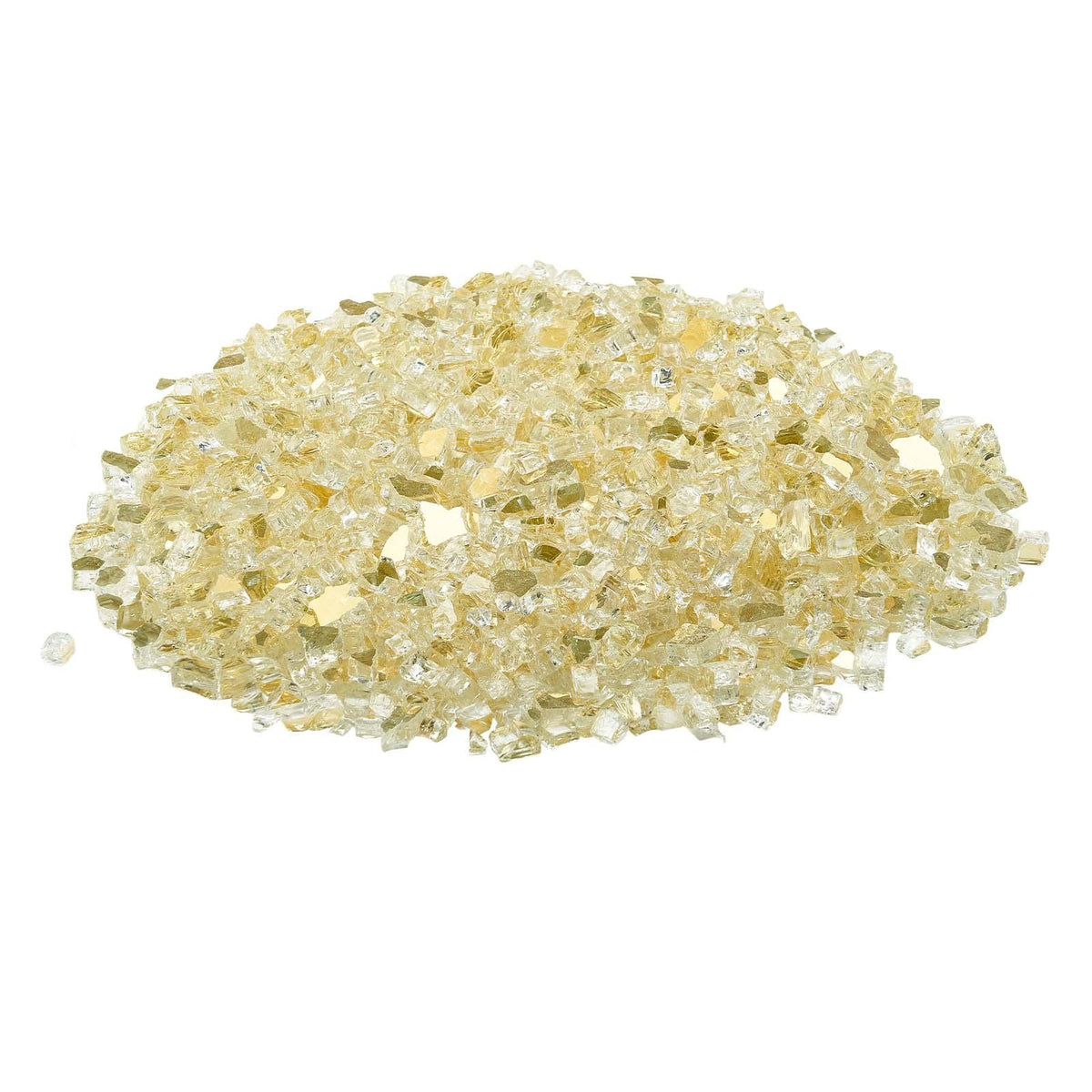 Fire Glass, 10 LBS / 4.5 KG High-Temperature Resistant Fireplace Rocks, 1/2-Inch / 12.7 mm Reflective &amp; Smokeless Firepit Glass Rock, High Luster Stone Landscaping for Fire Pit Table, Gold