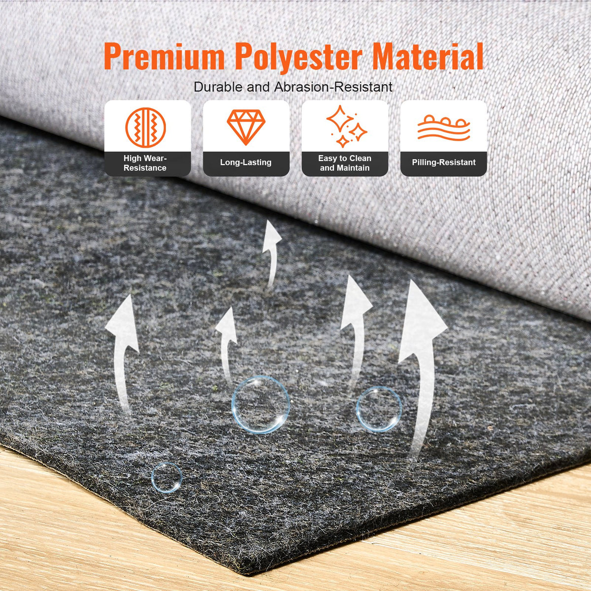 VEVOR Non Slip Rug Pad Gripper 8' x 10' Carpet Mat 0.24" Thick for All Floor