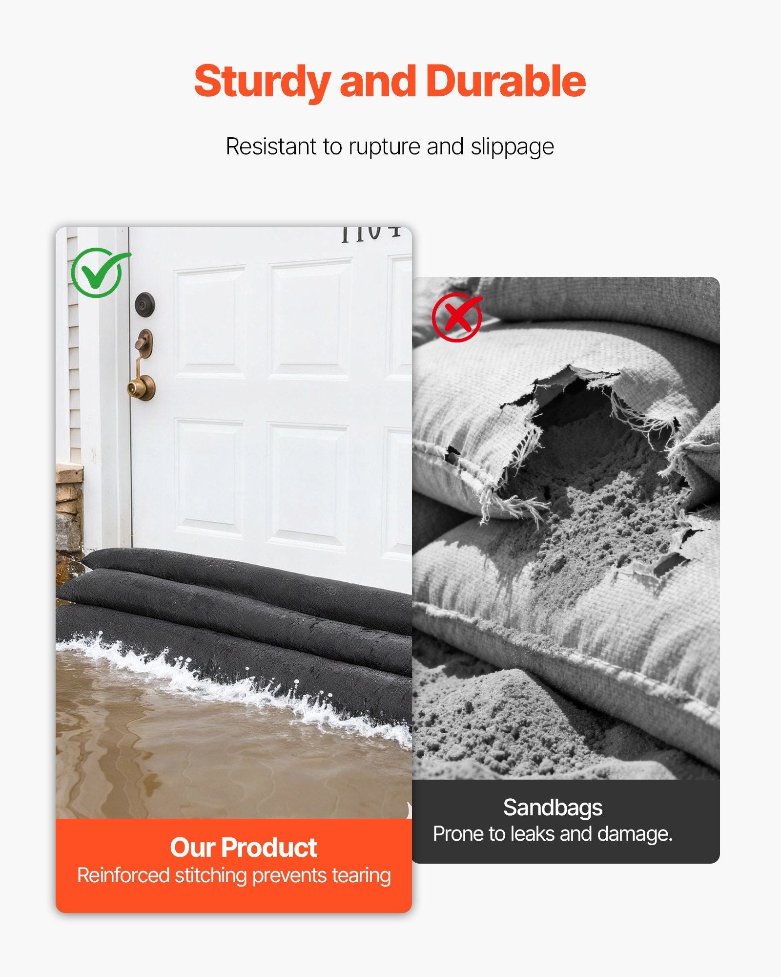 Flood Barrier, 4 Pack, 1530 x 210 mm Flood Bags Activated by Water, Reusable Water Absorbent Barrier, Sandless Sandbags Blockage, Flooding Prevention Bags for Home, Doorway, Basement, Garage