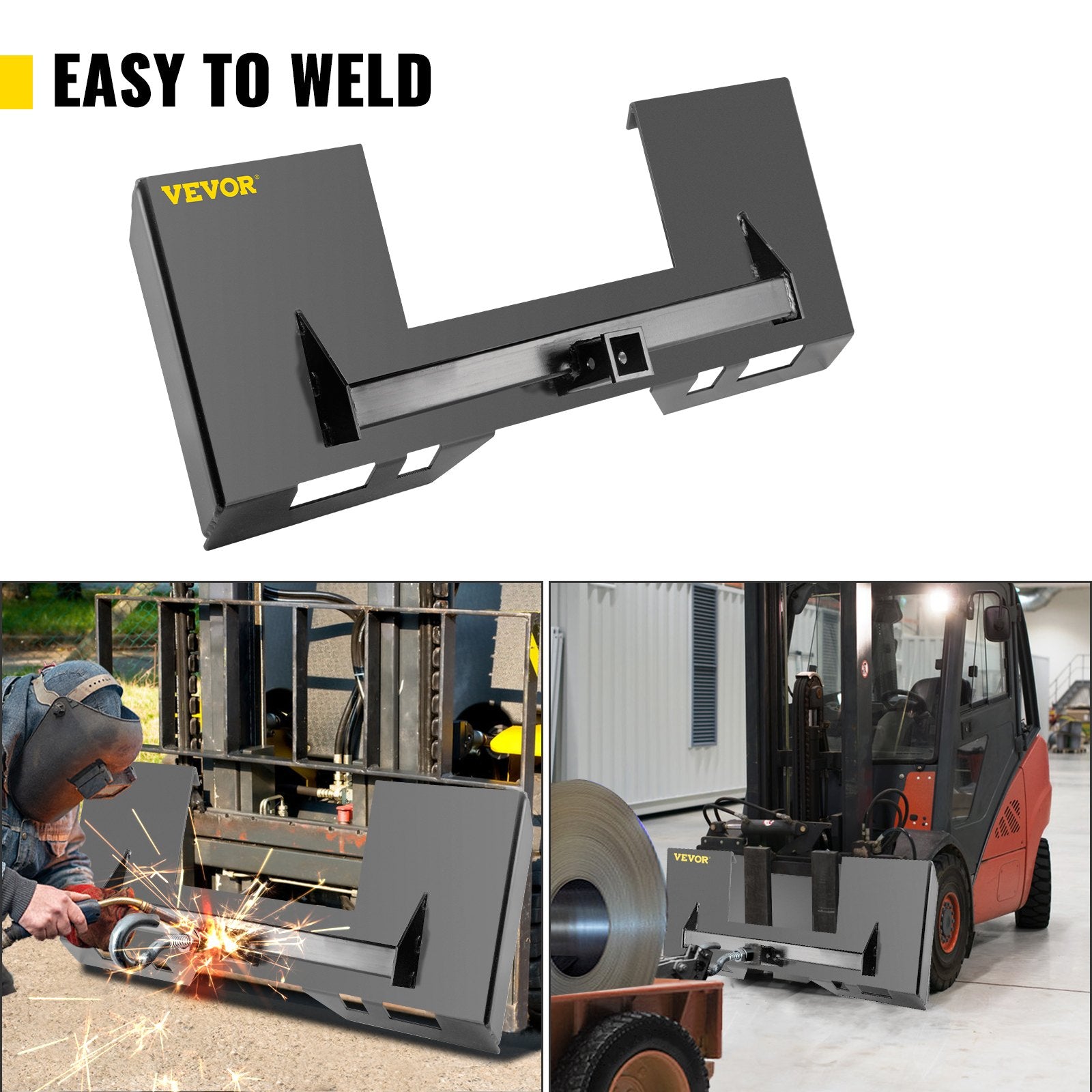 VEVOR Universal Skid Steer Mount Plate 6.35mm Thick Skid Steer Plate Attachment1360.78kgWeight Capacity Quick Attach Mount Plate Steel Adapter Loader Easy to Weld or Bolt to Different Accessories Gray