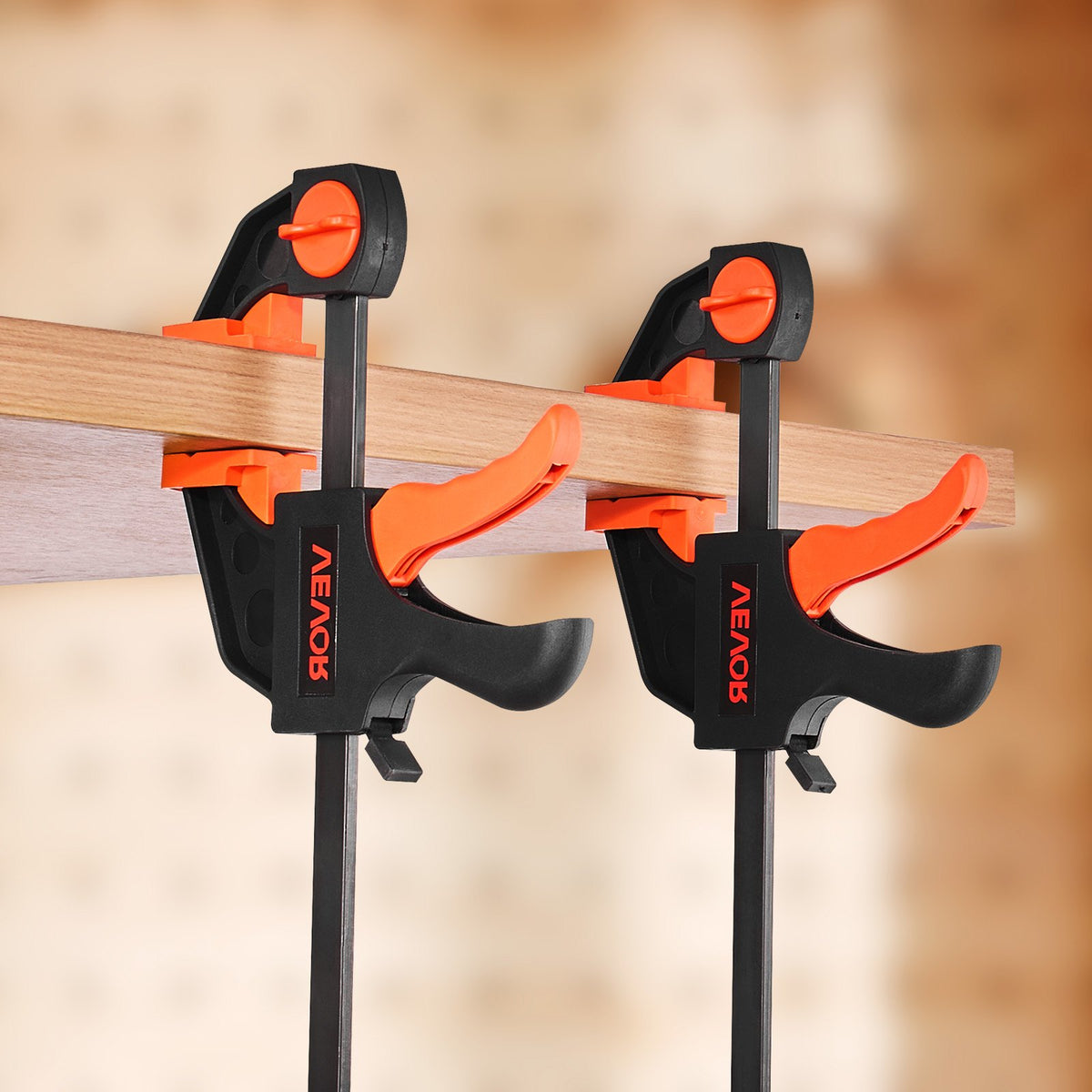 VEVOR Bar Clamps for Woodworking, 2-Pack 30.48 cm and 2-Pack 15.24 cm, One-Handed Clamp/Spreader, Quick-Grip F-Clamp with 70 kg Load Limit, Premium Plastic and Steel, for Woodworking Metal working