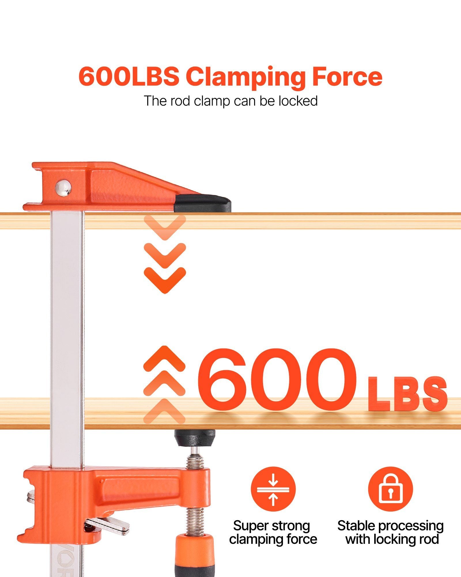Bar Clamps for Woodworking, 2-Pack 15.24 cm and 2-Pack 30.48 cm, Lockable F-Clamp with 272 kg Load Limit, 63.5 mm Depth, Cast Iron and Carbon Steel, Wood Clamps for Woodworking Metal Working