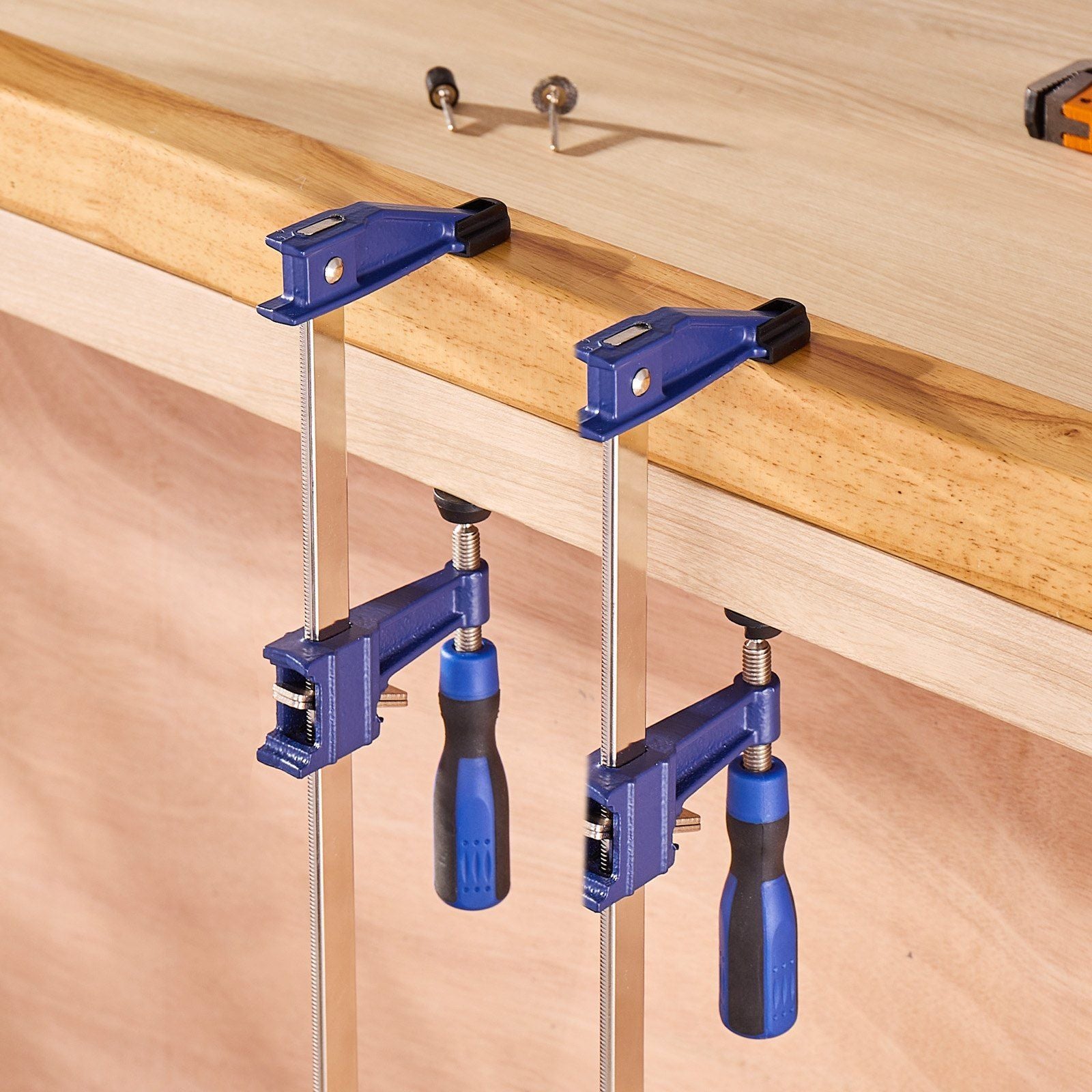 Bar Clamps for Woodworking, 2-Pack 91.4 cm Opening, Lockable F-Clamp with 272 kg Load Limit,63.5 mm Depth, Cast Iron and Carbon Steel, Easy to Use, Wood Clamps for Woodworking Metal Working