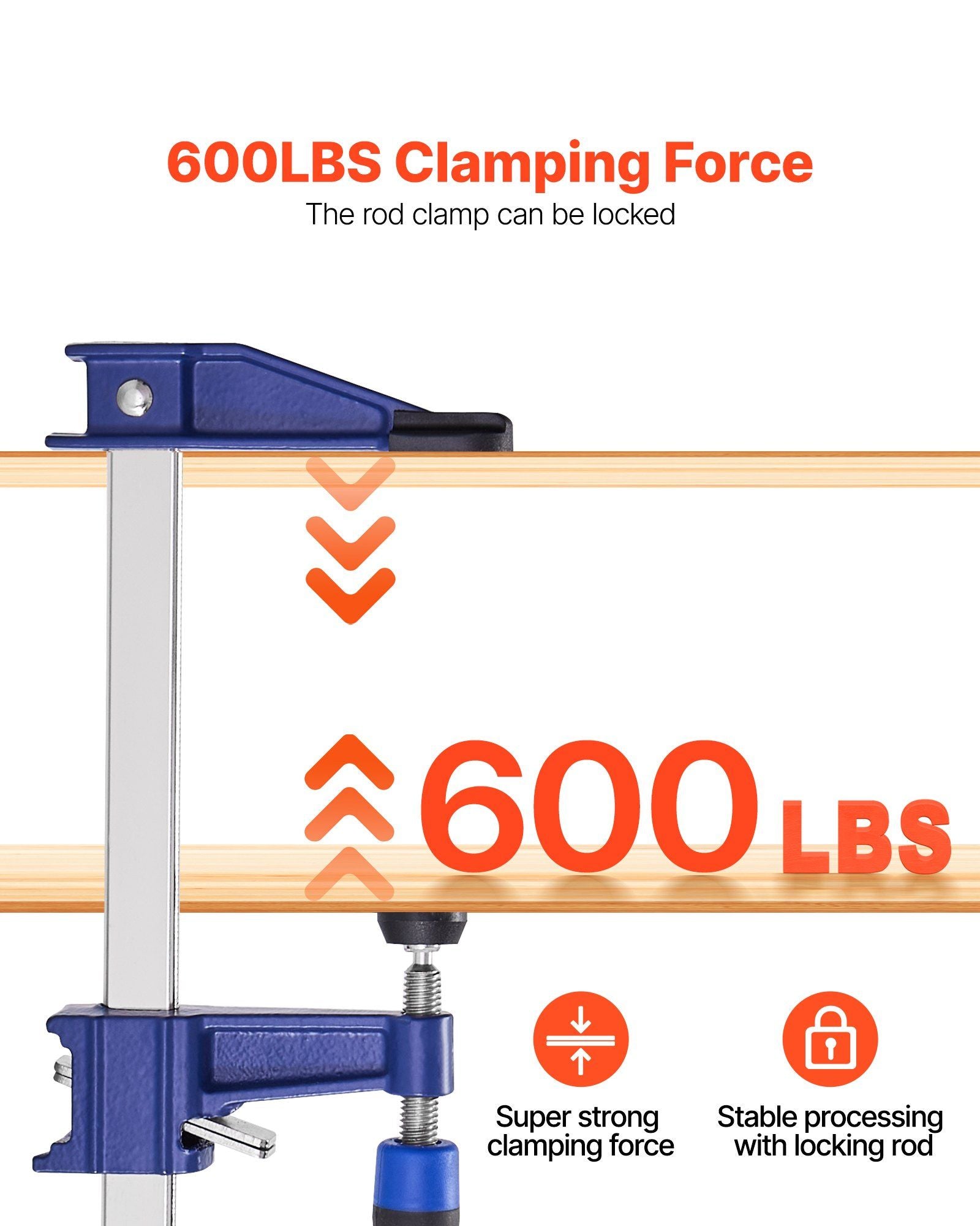 Bar Clamps for Woodworking, 4-Pack 91.4 cm Opening, Lockable F-Clamp with 272 kg Load Limit, 63.5 mm Depth, Cast Iron and Carbon Steel, Easy to Use, Wood Clamps for Woodworking Metal Working