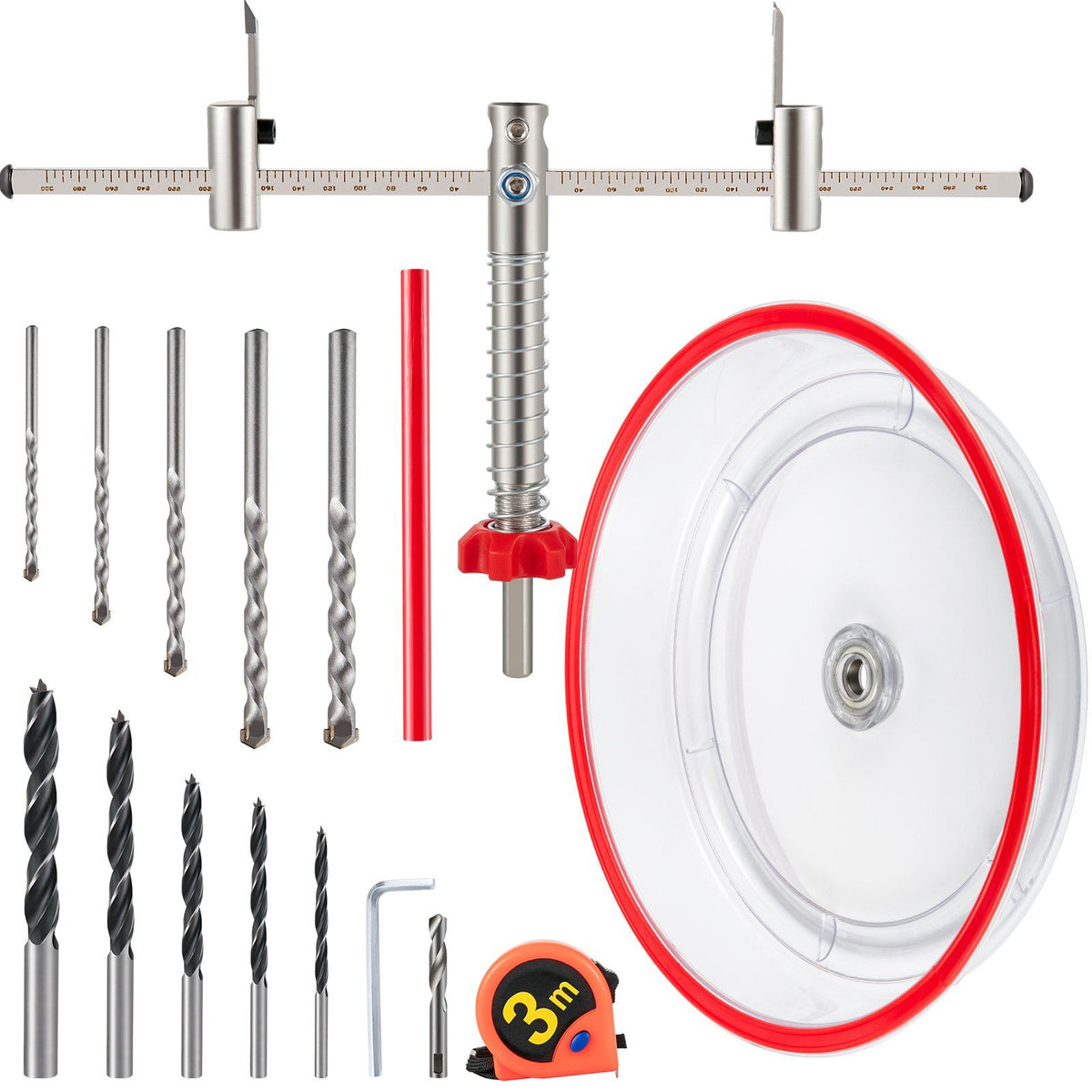 Adjustable Hole Saw Cutter Kit, 1-5/8" to 8" (40-200 mm), Two Replaceable Pilot Drill Bits, Twin Blade Recessed Hole Saw with PC Dust Shield, for Recessed Lights, Ceiling Speakers, Vent Holes