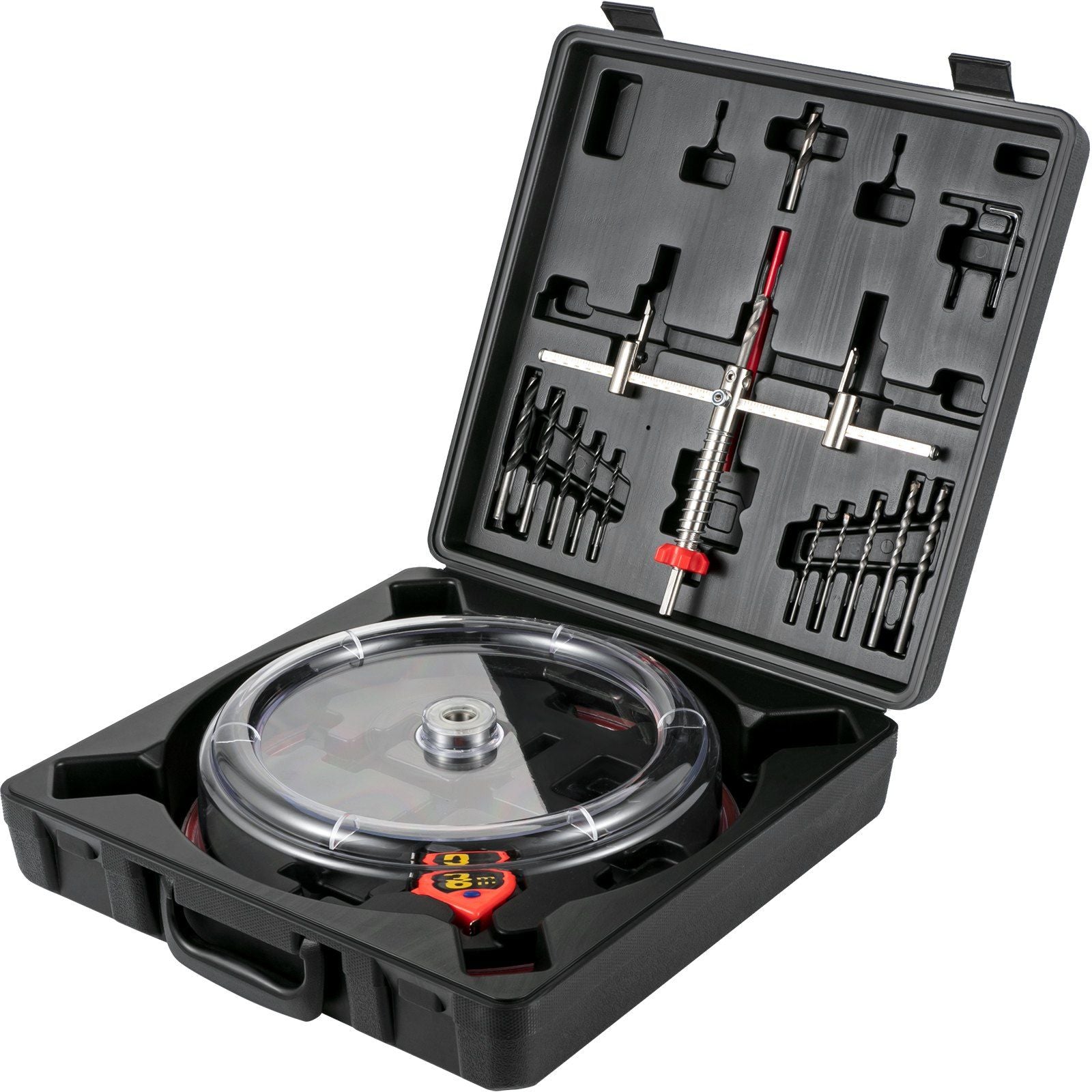 Adjustable Hole Saw Cutter Kit, 1-5/8" to 8" (40-200 mm), Two Replaceable Pilot Drill Bits, Twin Blade Recessed Hole Saw with PC Dust Shield, for Recessed Lights, Ceiling Speakers, Vent Holes