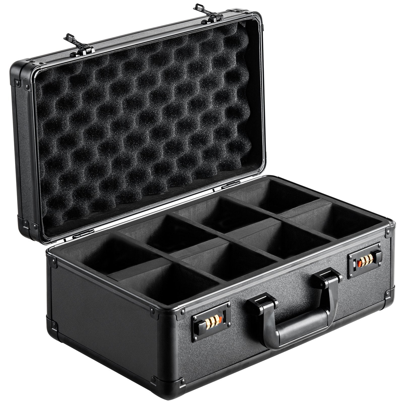 VEVOR Graded Card Storage Box, 4 Slots, Graded Sports Cards Holder Carrying Case with Coded Lock Foam Dividers, for 108 PSA Graded Cards 76 BGS Cards 84 SGC Cards 388 Top Loaders or 999+ Loose Cards