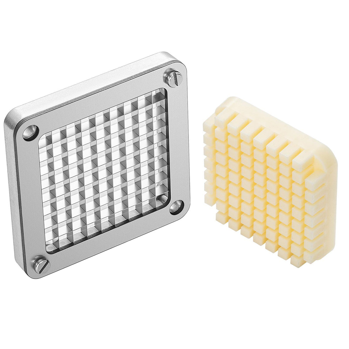 Replacement Chopper Blade, 3/8 inch, 3 PCS French Fry Blade Assembly with 6 Extra Knives, Stainless Steel Dicer Parts and Push Block for Cutting Potatoes Carrots Onions Cucumbers Mushrooms